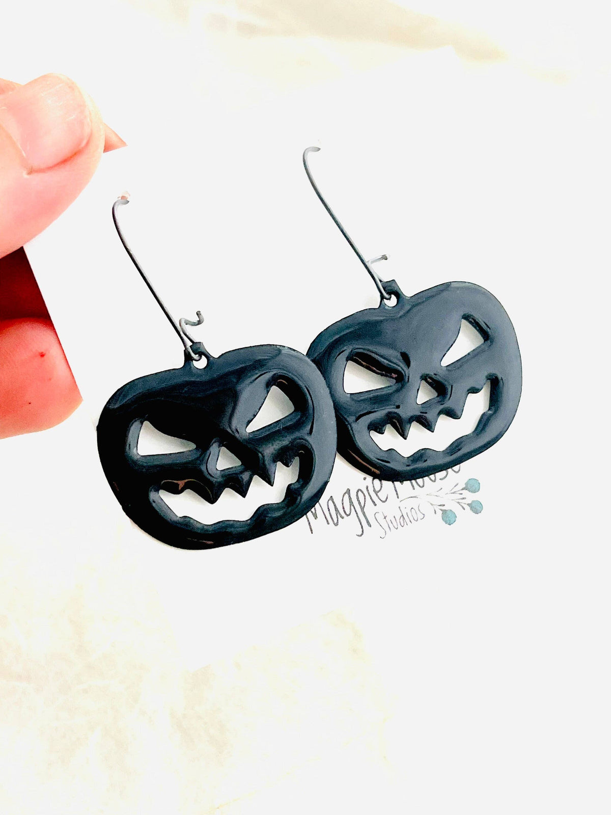 Enamel Jack-O-Lantern Sterling Silver Earrings