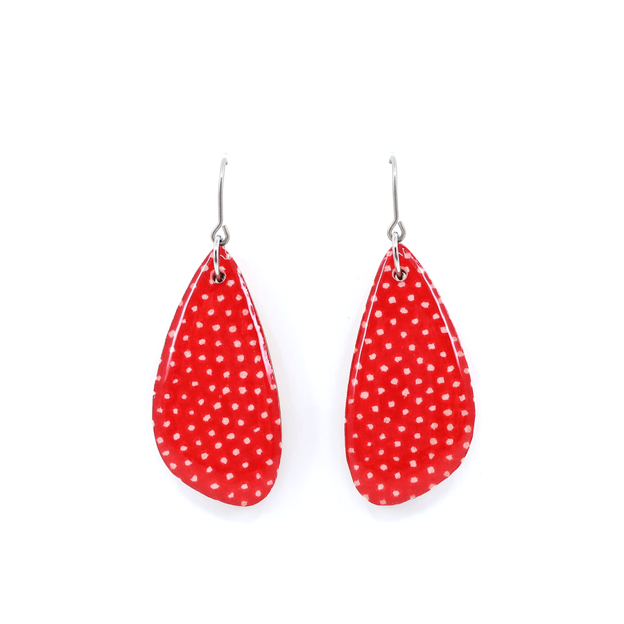 Polka Dot Japanese Chiyogami Wooden Earrings