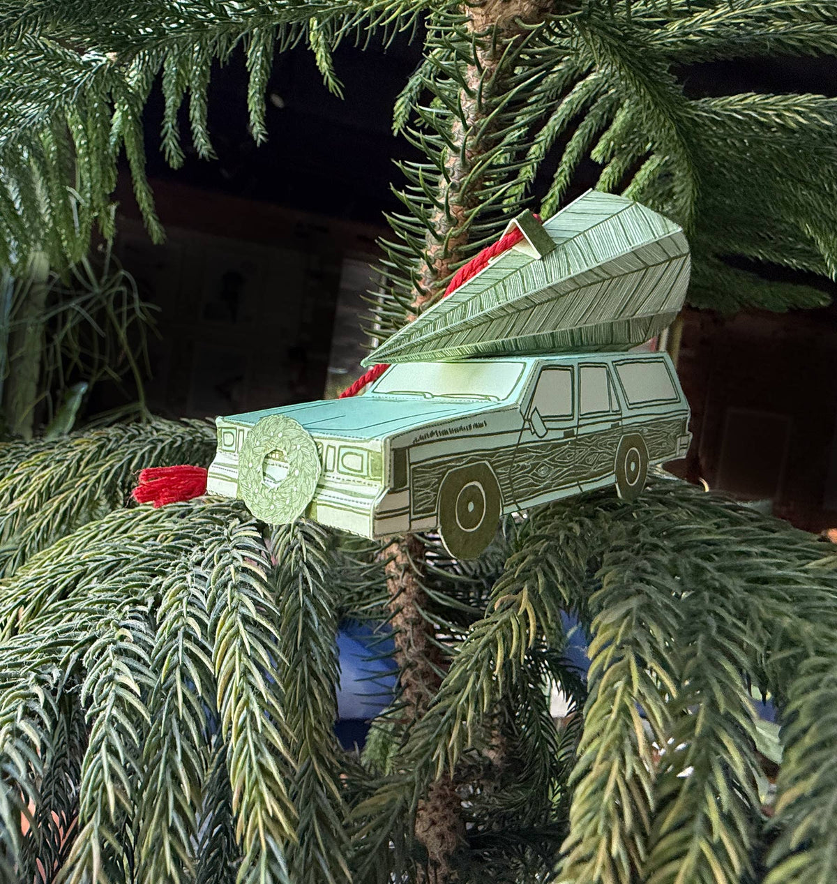 Holiday Station Wagon & Xmas Tree 3D Card