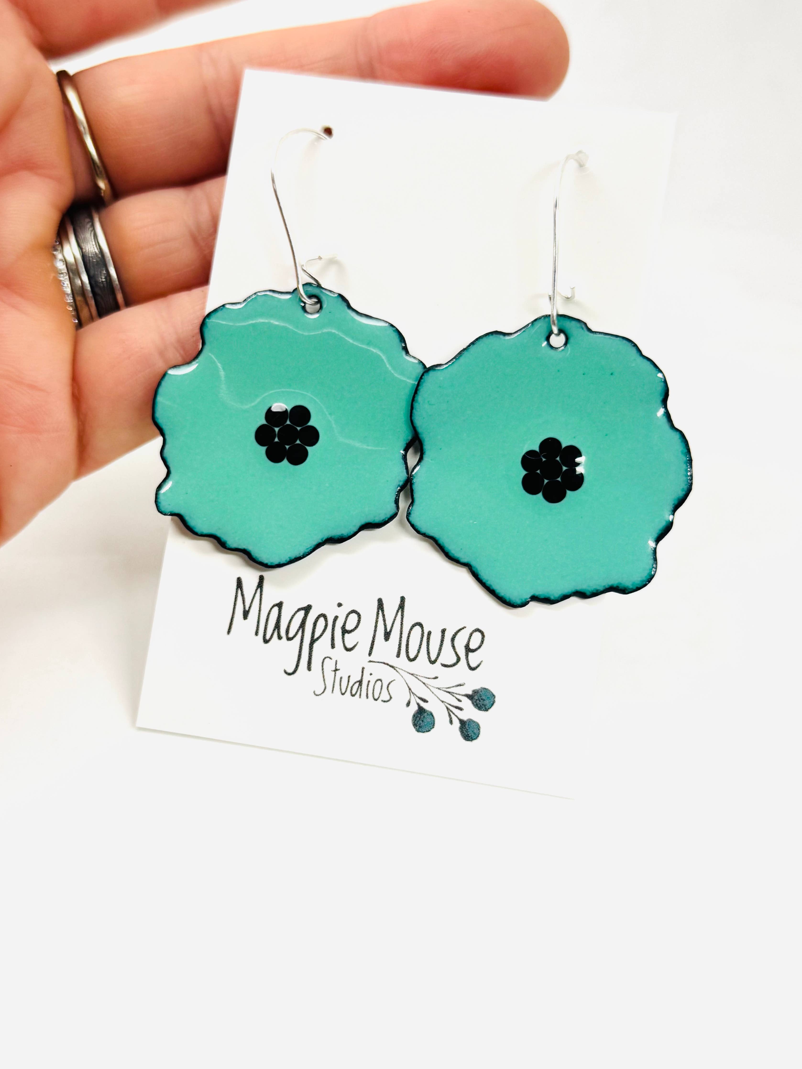 Mint Green Poppy Earrings