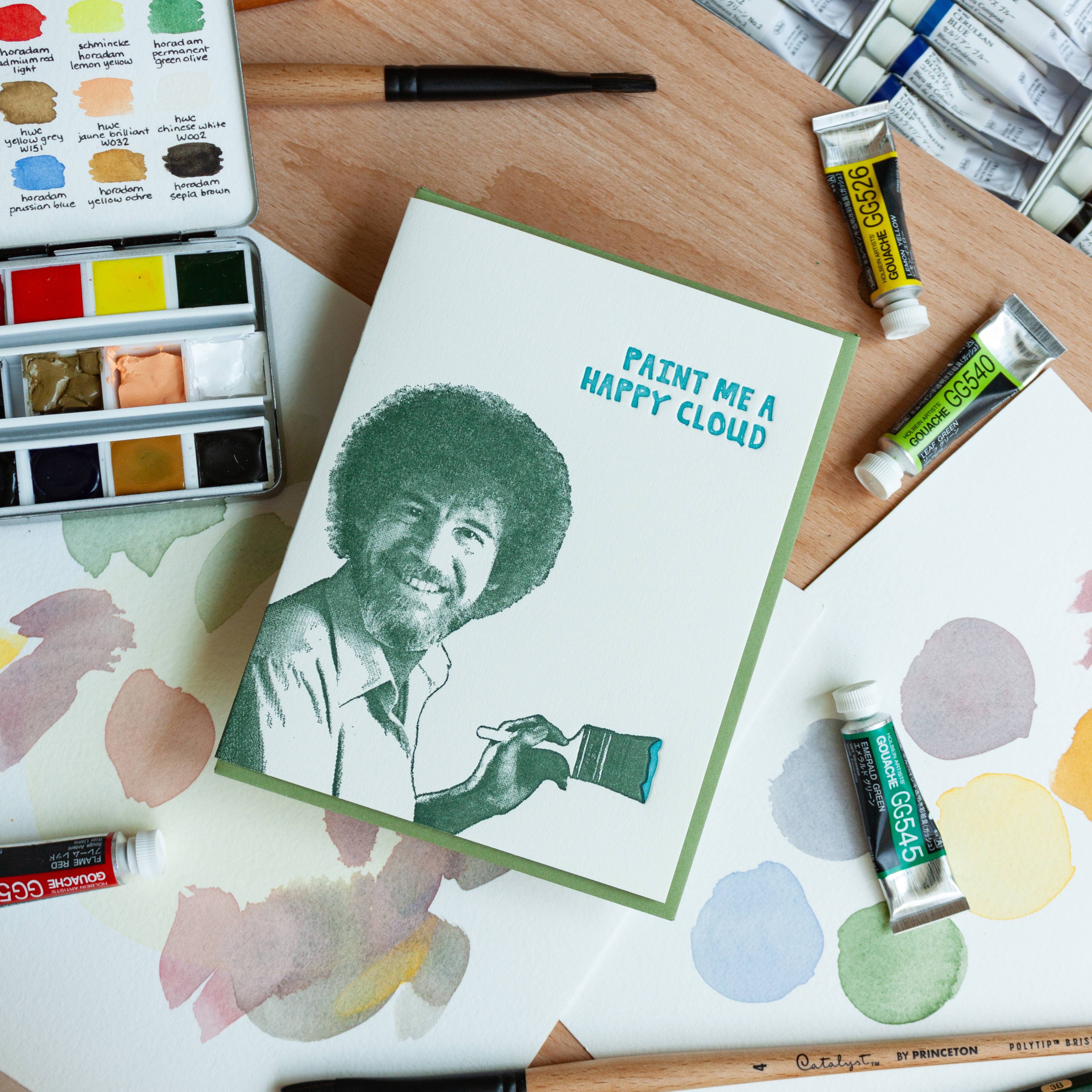 Paint Me a Happy Cloud Letterpress Card