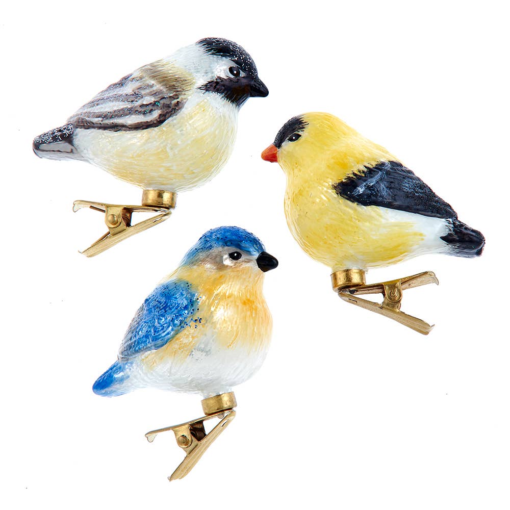 Glass Chubby Bird Ornament - Assorted