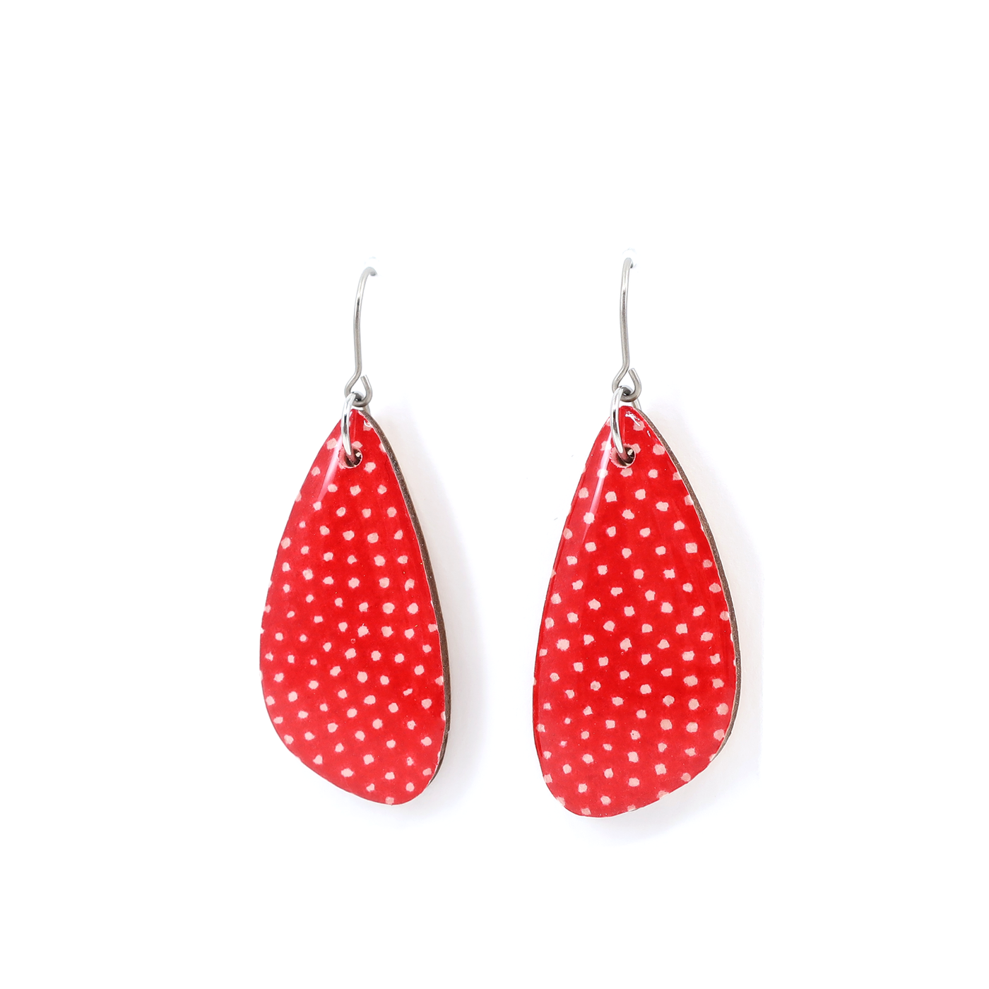 Polka Dot Japanese Chiyogami Wooden Earrings