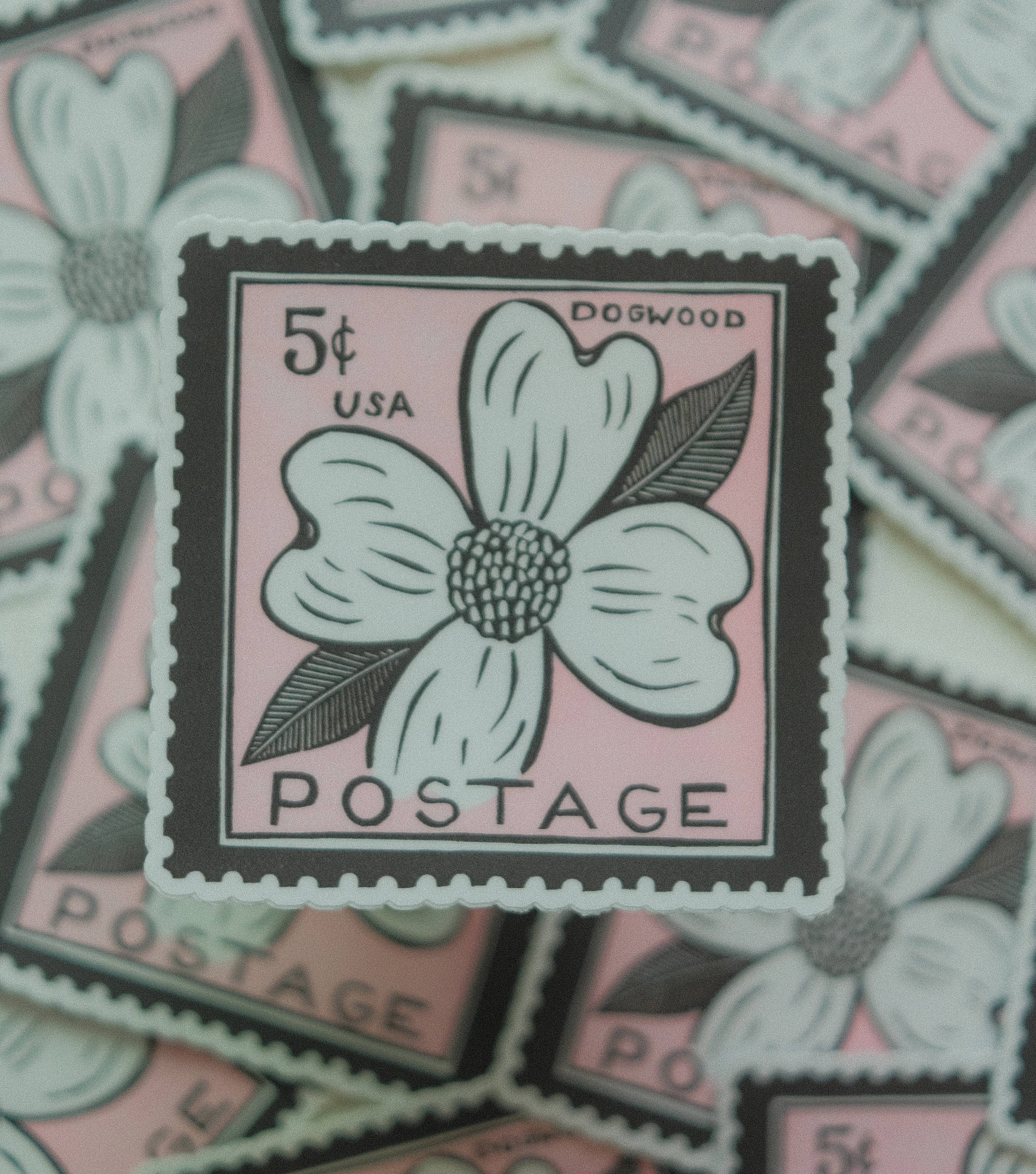Dogwood Postage Vinyl Sticker