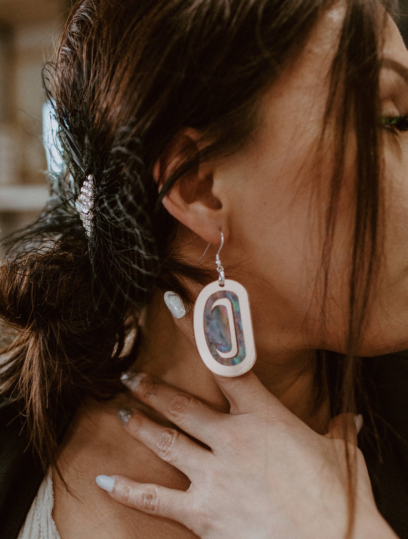 Abalone Ovoid with Northwest Coastal Formline Design: Silver