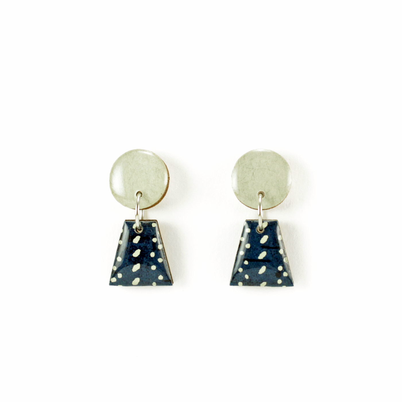 Gray and Navy Geometric Small Dangle Earrings