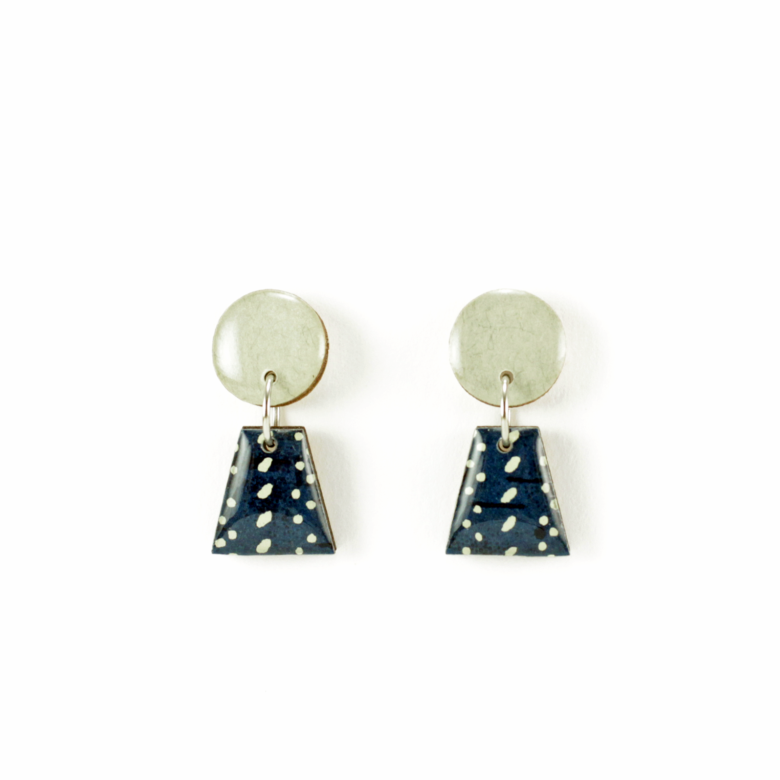 Gray and Navy Geometric Small Dangle Earrings