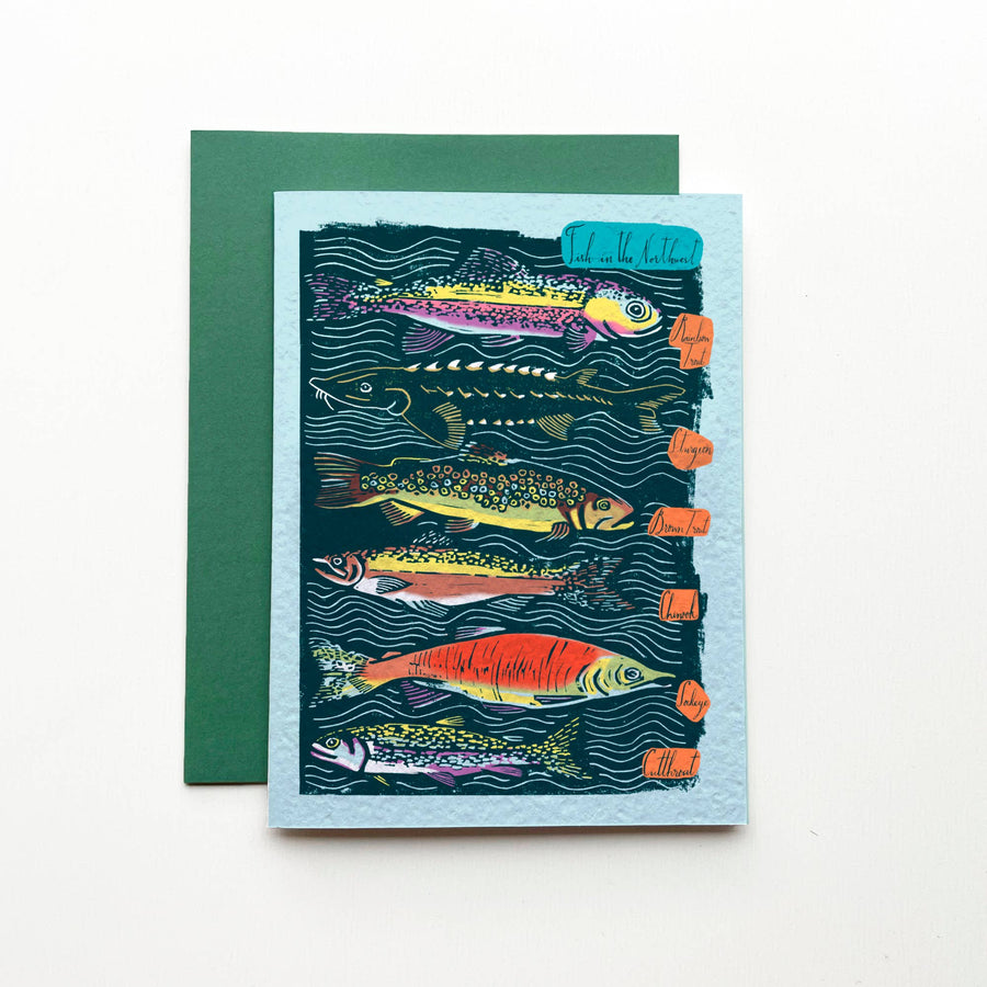 Fish in  the Pacific NW blank greeting card