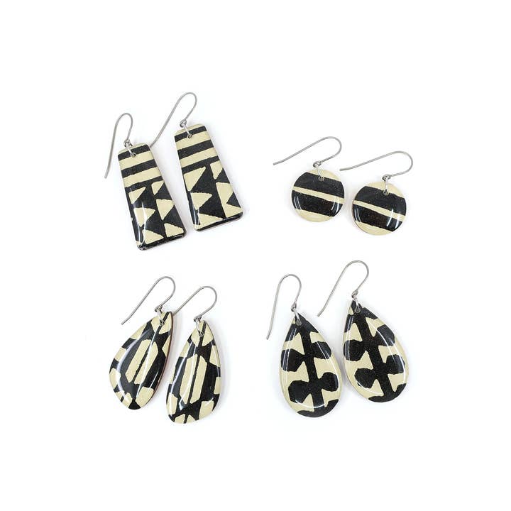 Modern Katazome Dangle Earrings