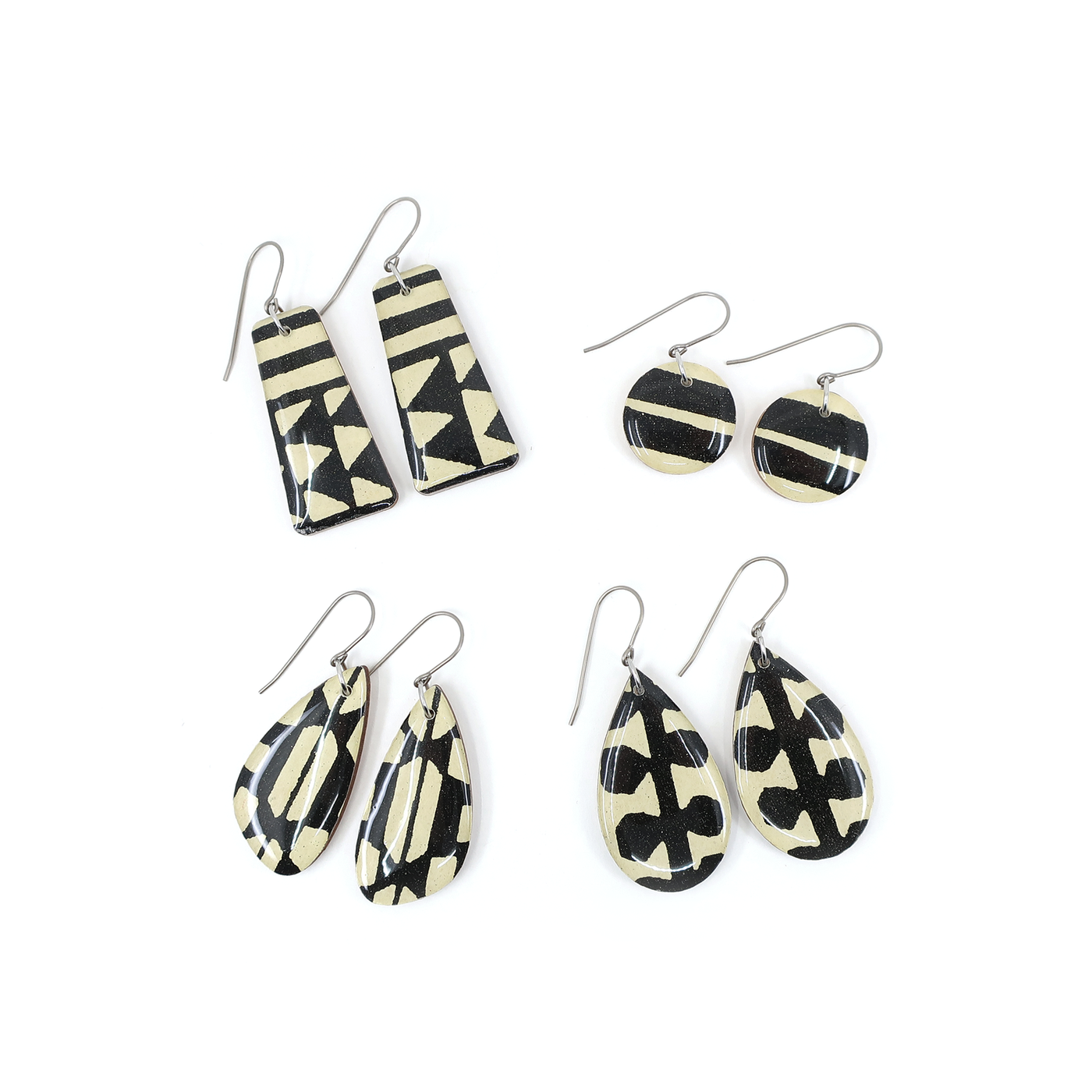 Slim Teardrop Modern Katazome Paper Dangles