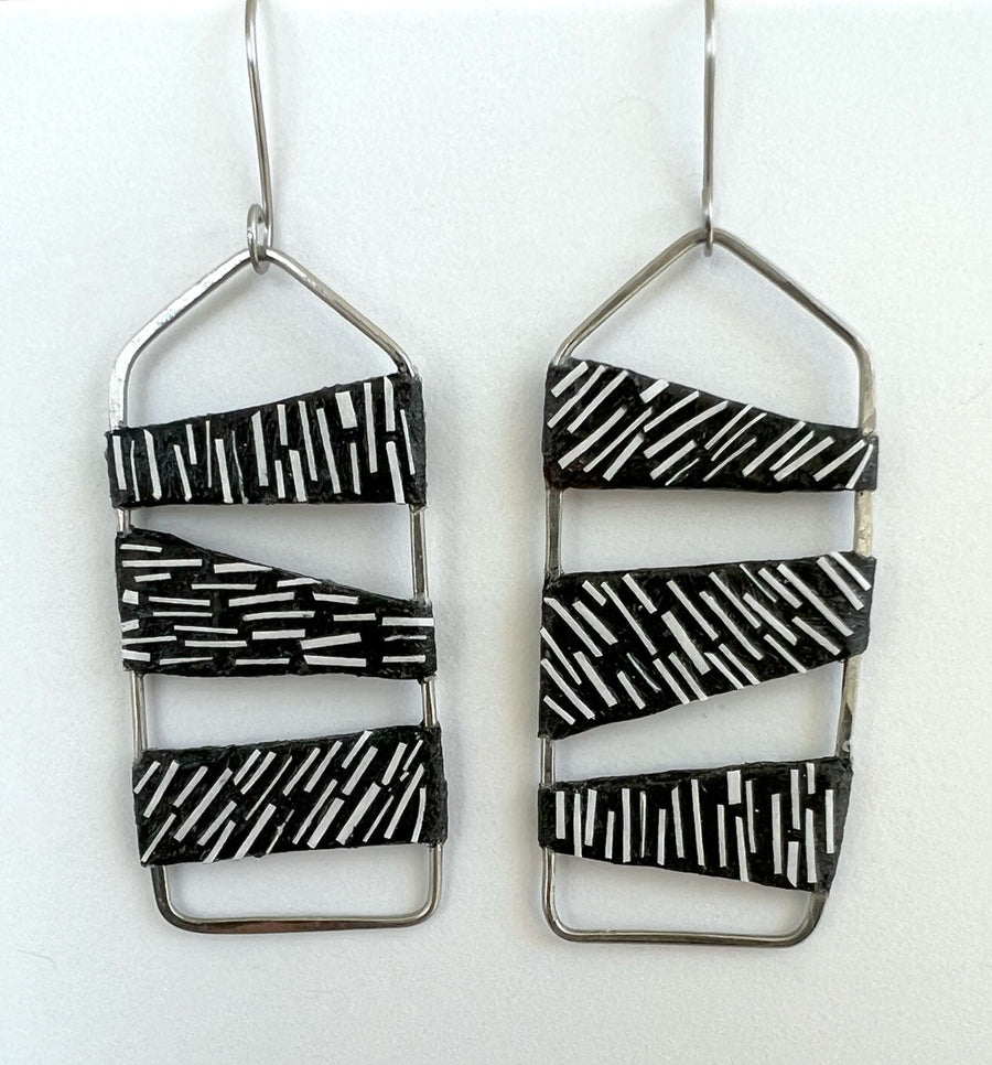 Ladders Crosshatch Earrings by Sally Prangley