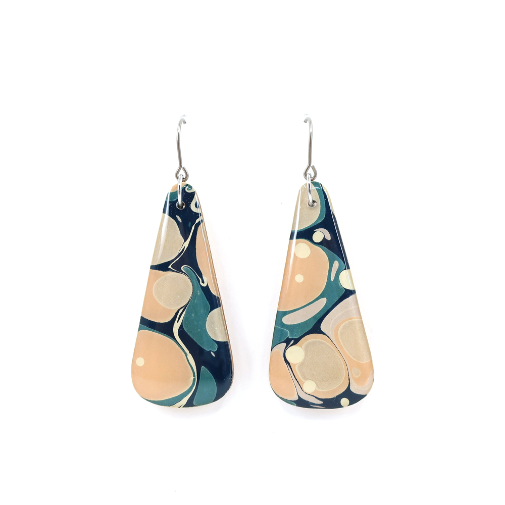 Navy and Pastel Mid Century Modern Long Earrings