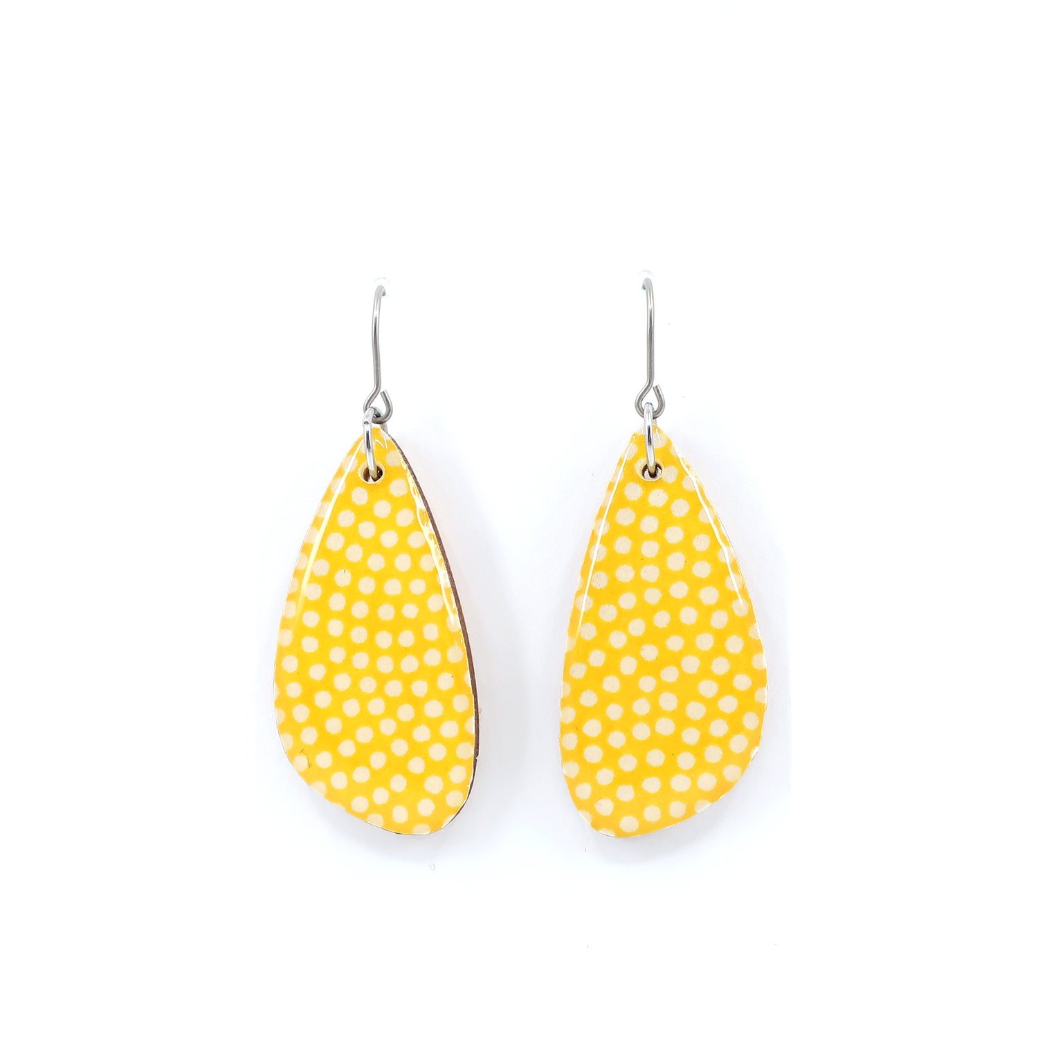 Polka Dot Japanese Chiyogami Wooden Earrings