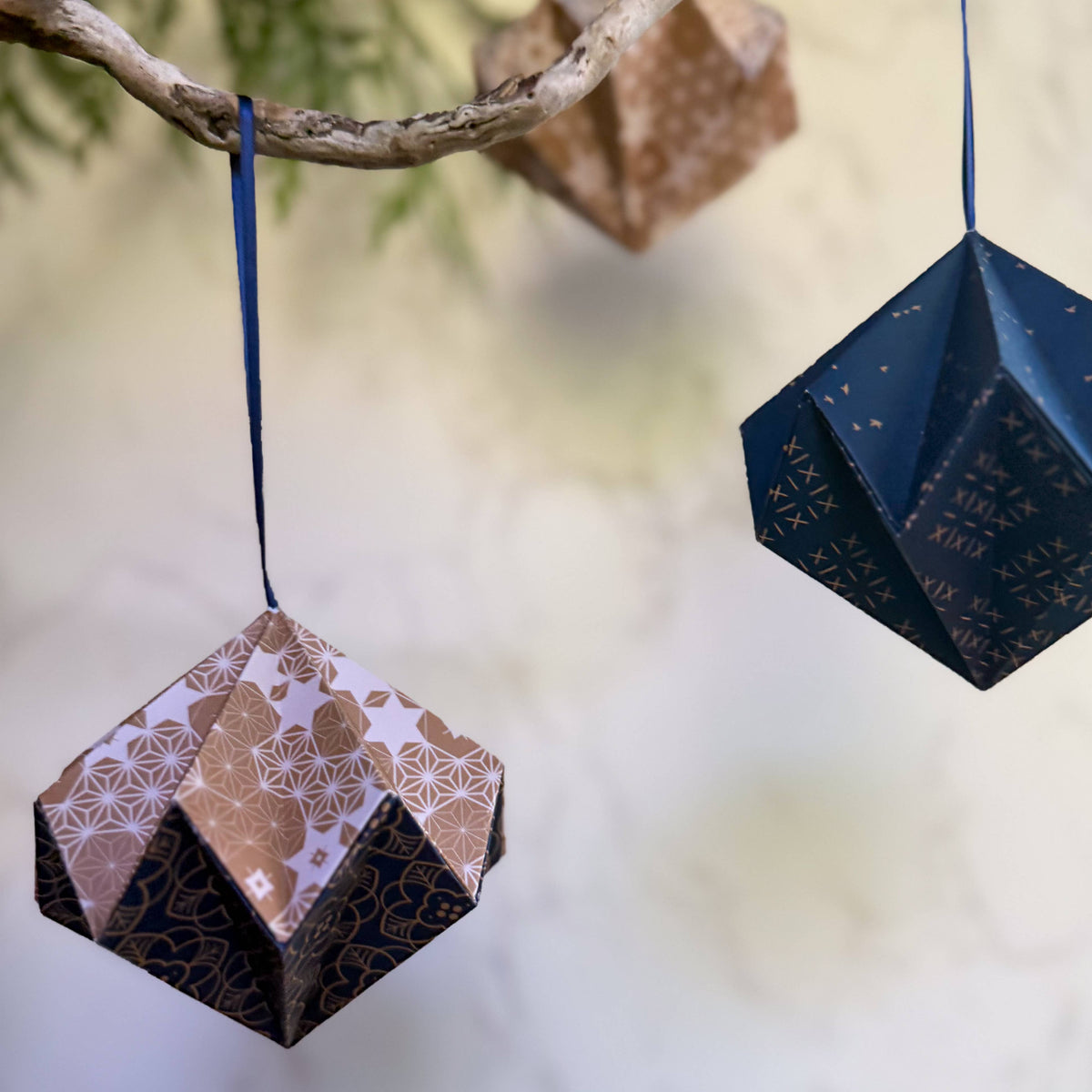 Paper Ornament Craft Kit / Blue & Gold