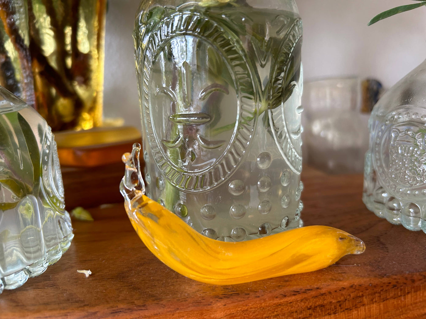 Baby Banana Slug Hand Sculpted of Solid Glass