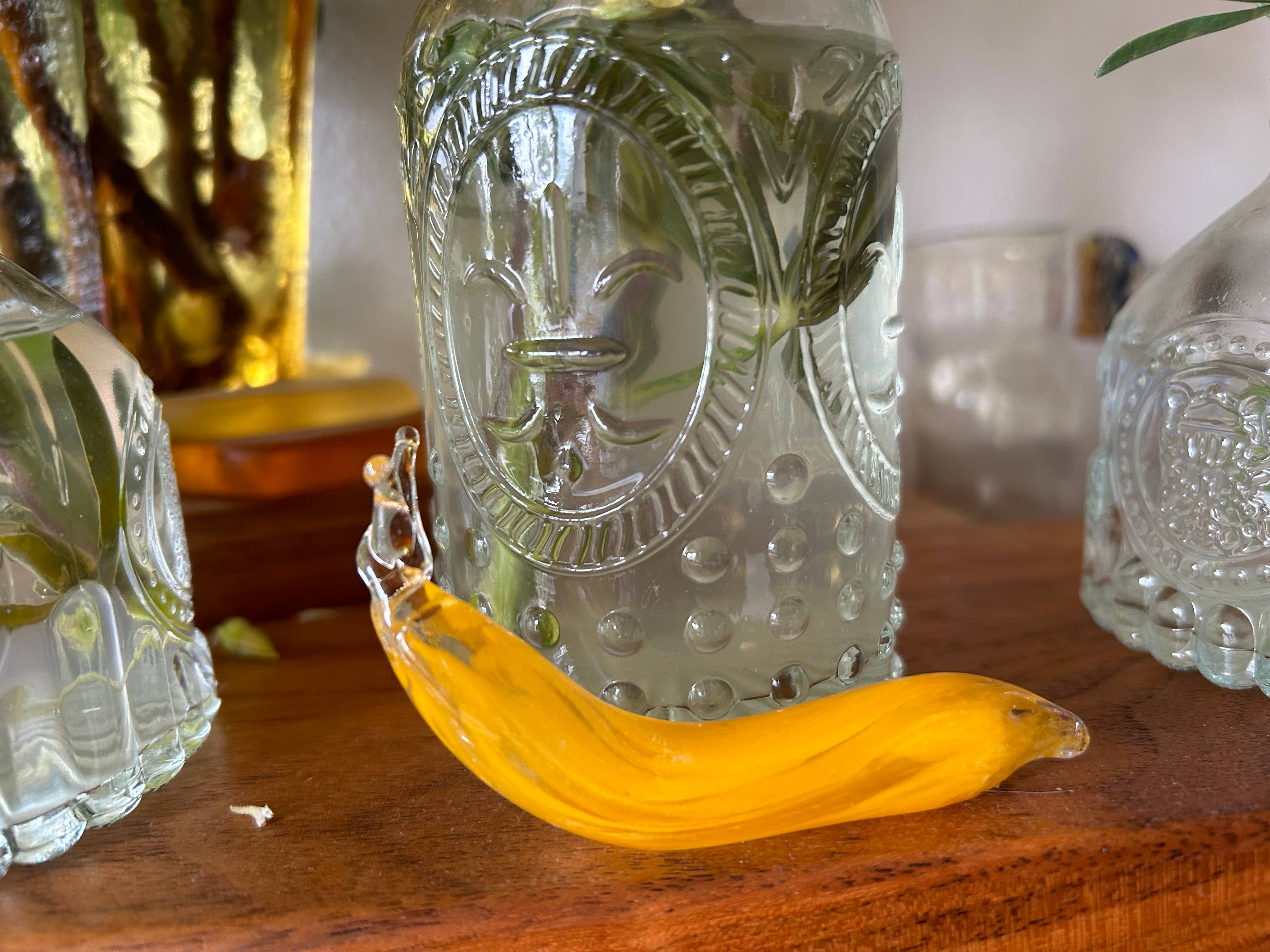 Baby Banana Slug Hand Sculpted of Solid Glass