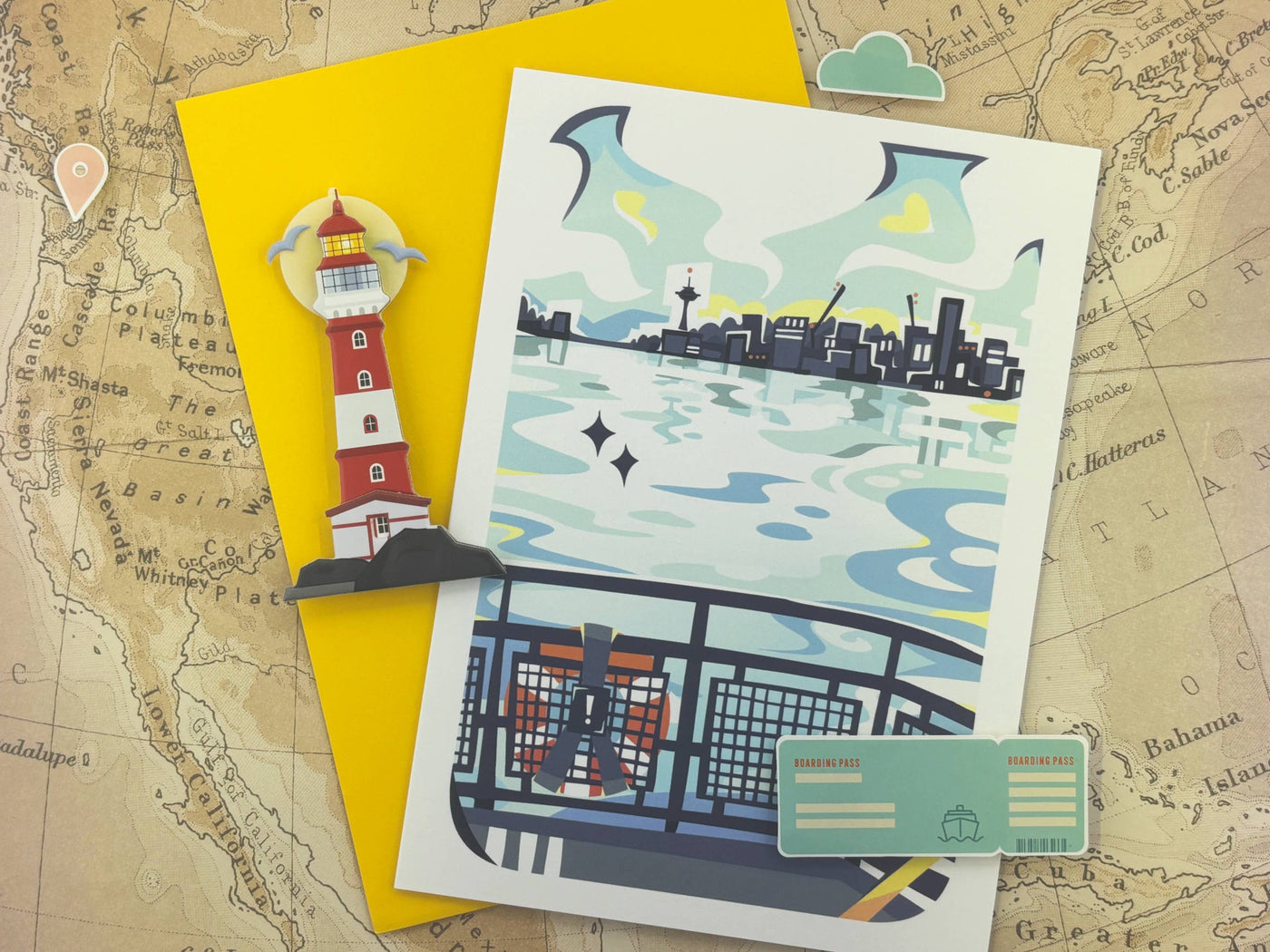 Seattle Skyline From Ferry Greeting Card