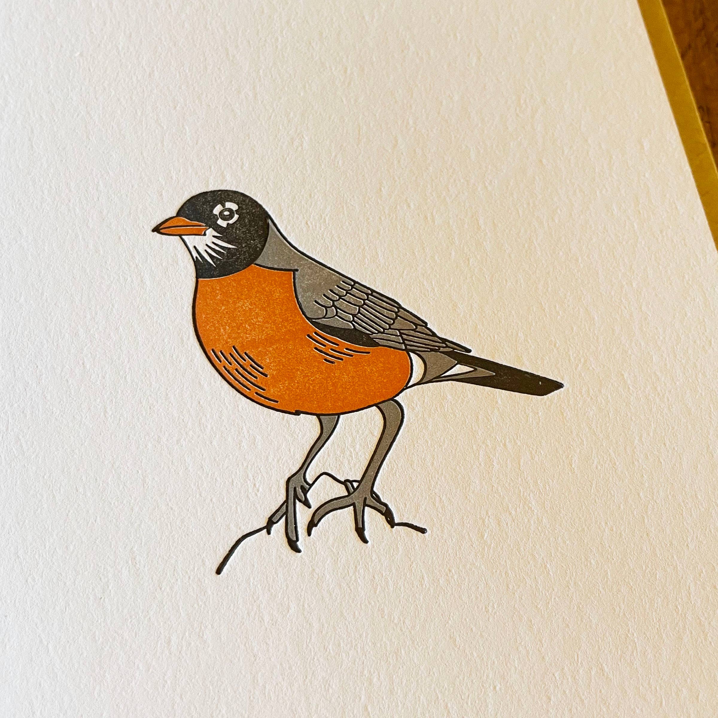 American Robin Letterpress Card