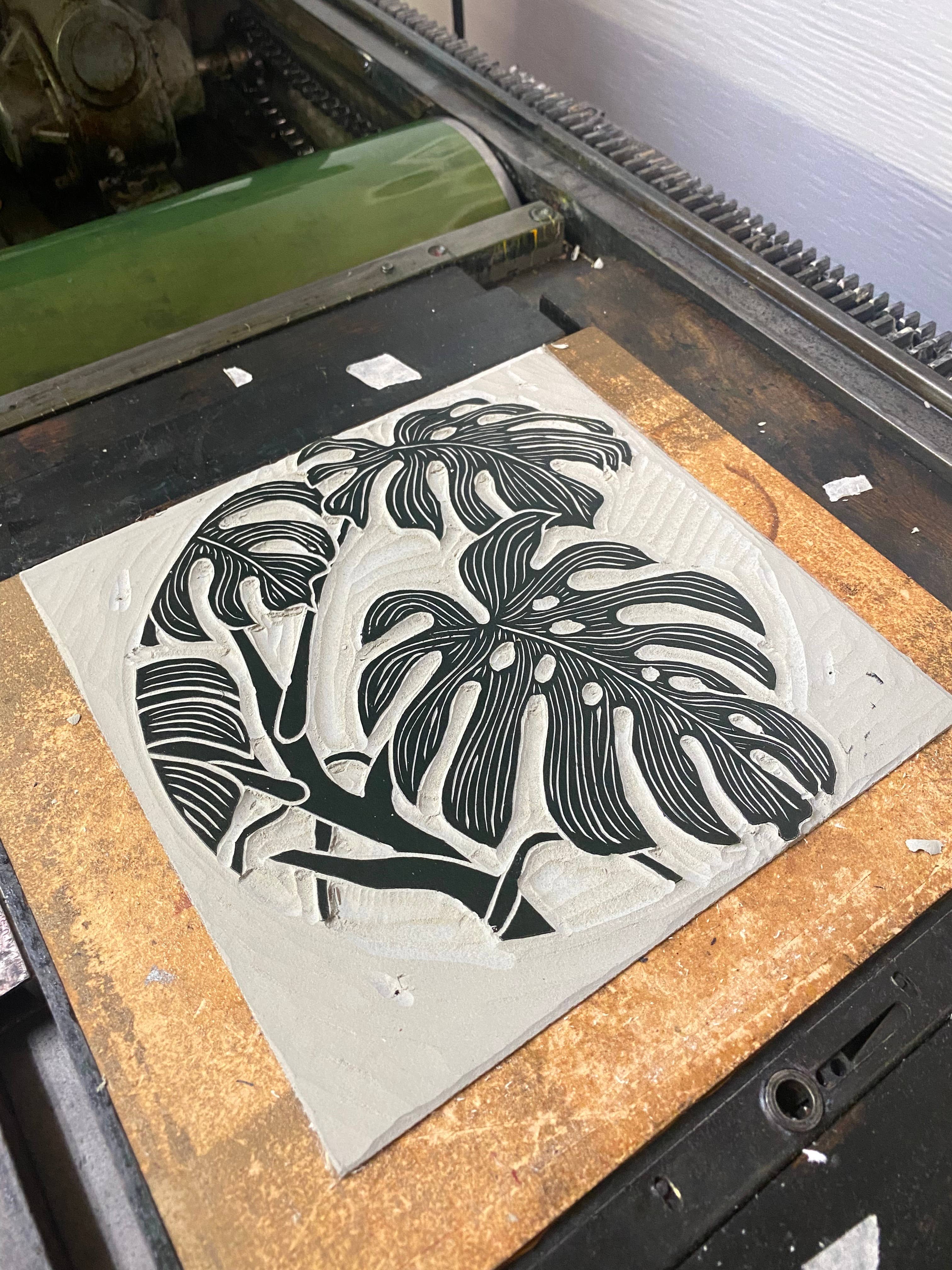 Monstera Leaf - Green Blockprint