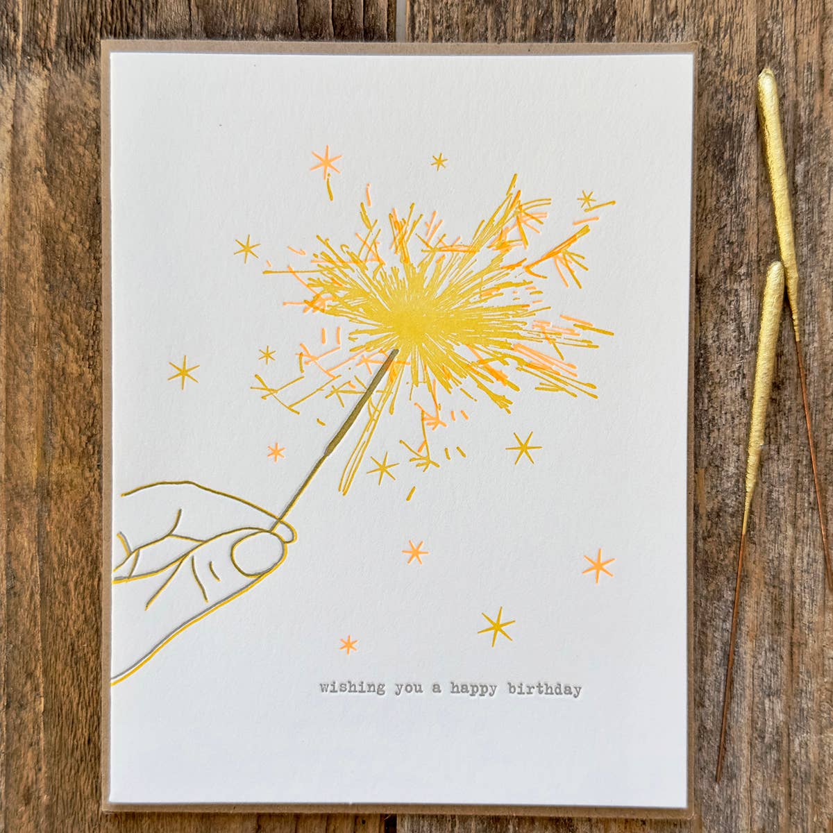 Sparkler Wishes Happy Birthday Letterpress Greeting Card