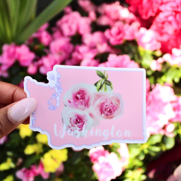 Pink Washington State Vinyl Sticker