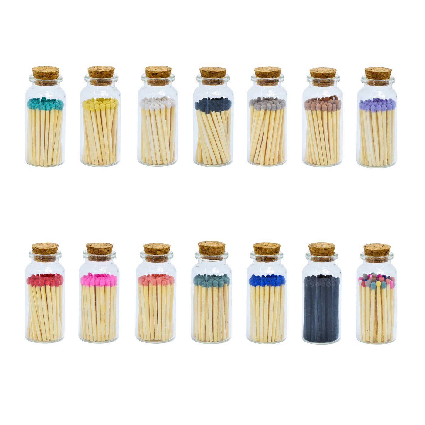 Small Match Bottles - Safety Matches in Jars with Striker: 40 Matchsticks Jar / Mixed Colors