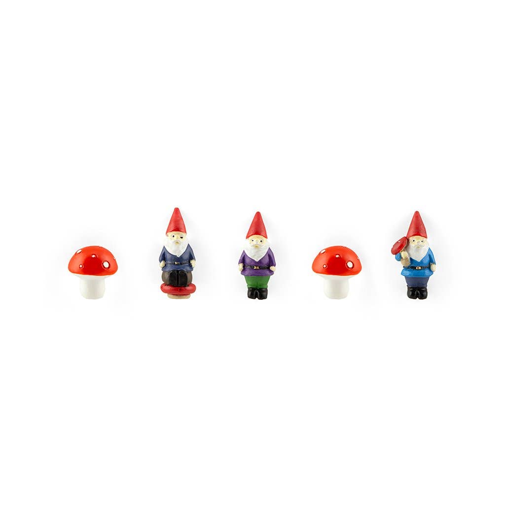 Colorful gnome + mushroom magnets