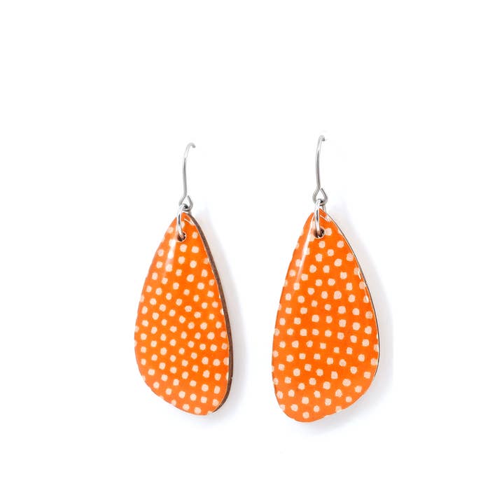Polka Dot Japanese Chiyogami Wooden Earrings