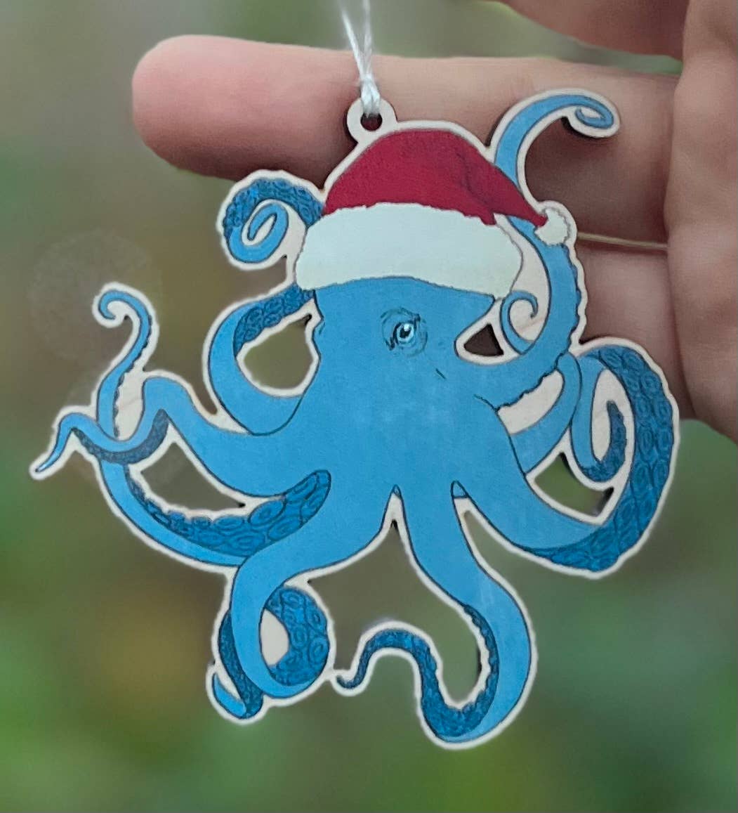 Octopus Santa hat Ornament  