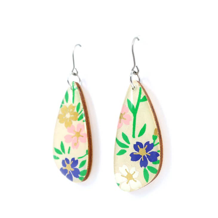 Floral Vintage Japanese Chiyogami earrings