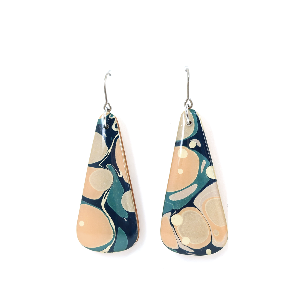 Navy and Pastel Mid Century Modern Long Earrings
