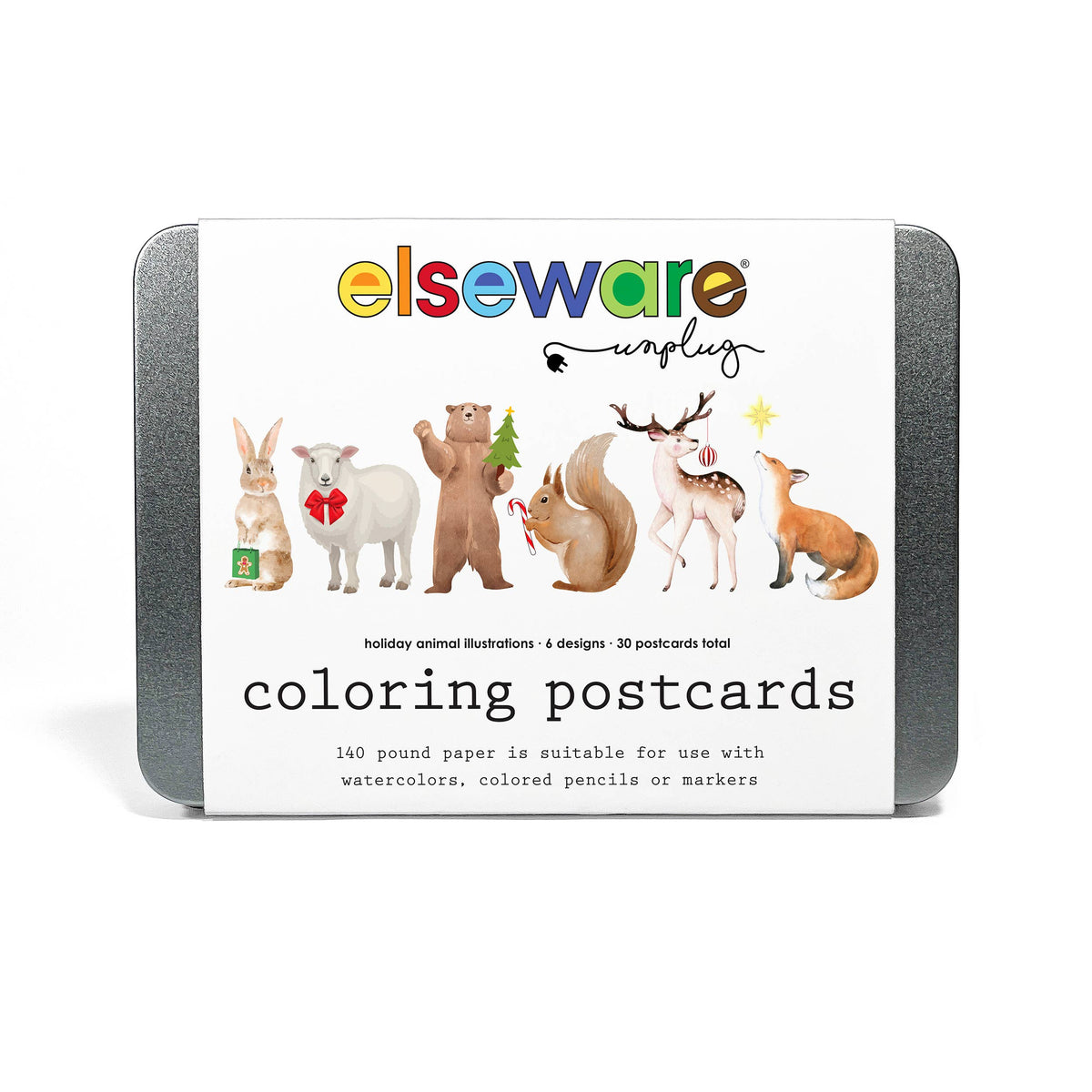 Coloring Postcards w/ 6 Winter Animal Designs
