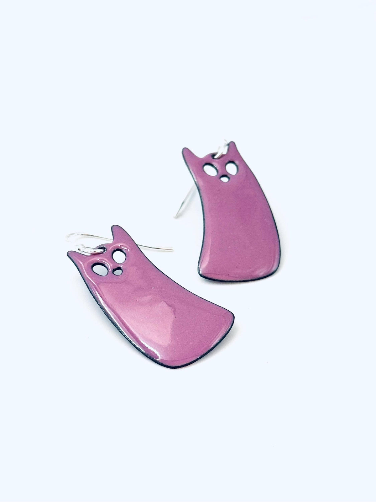 Orchid Purple Ghost Cat Earrings