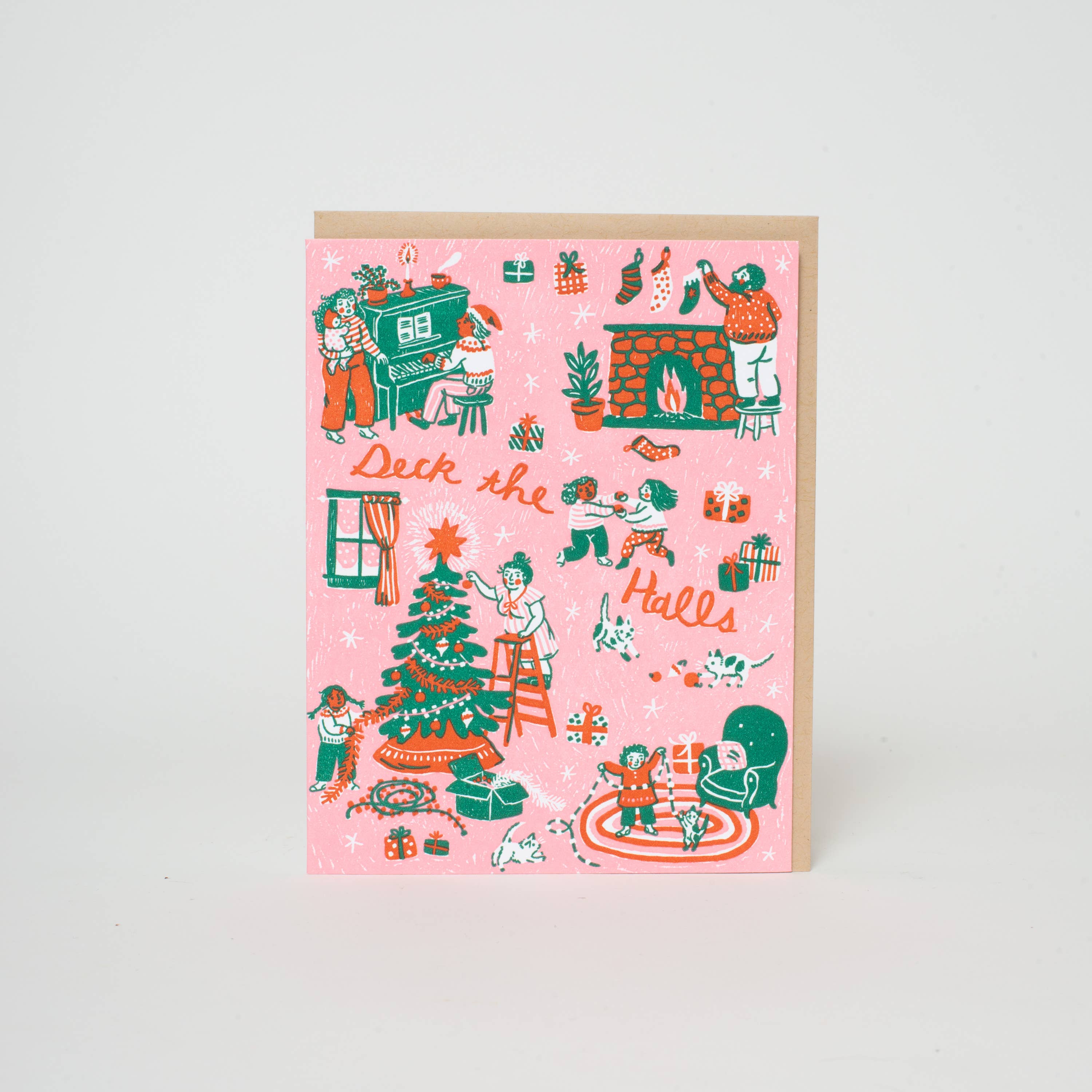 Deck The Halls Christmas Card by Phoebe Wahl