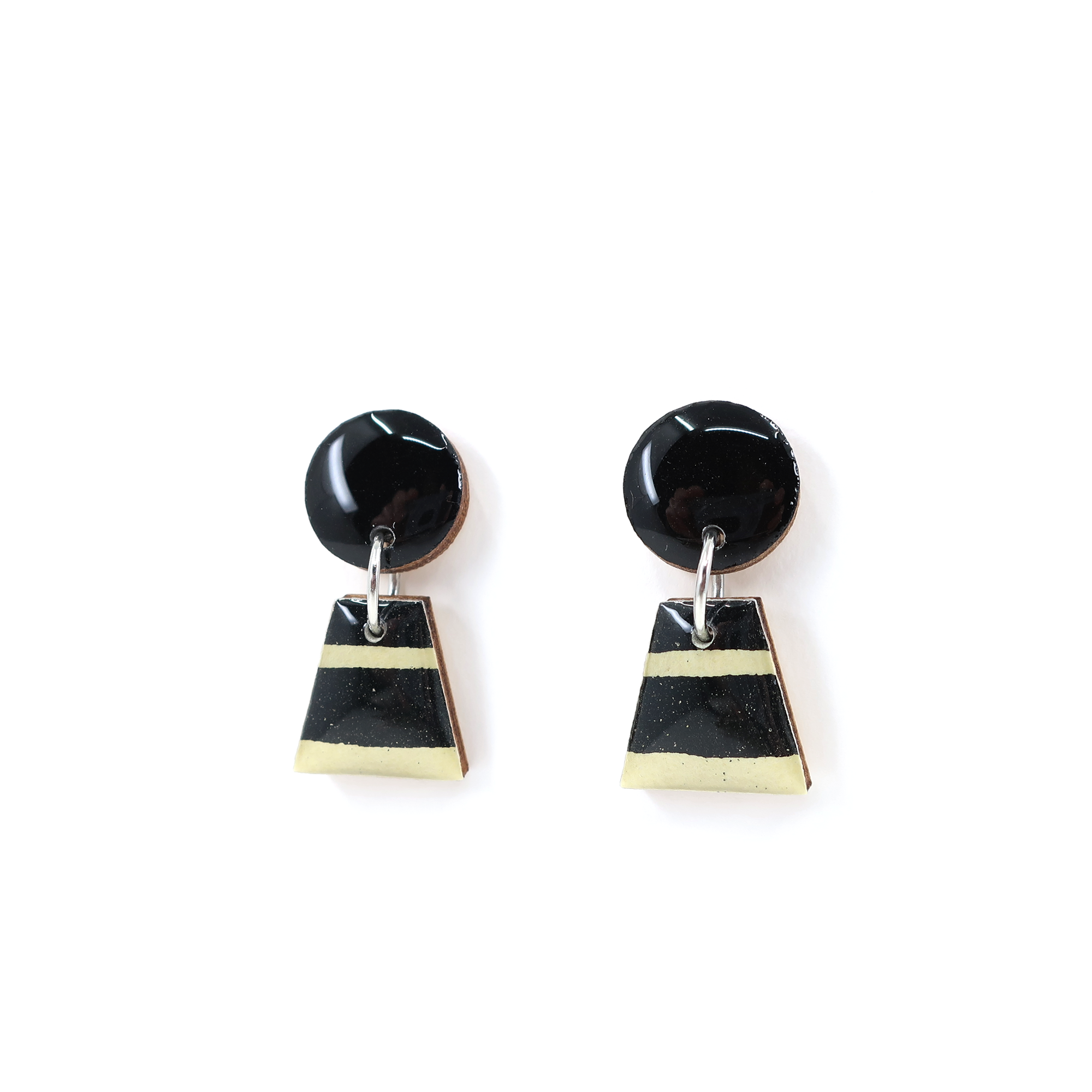 Black and Cream Katazome Modern Dangle Earrings