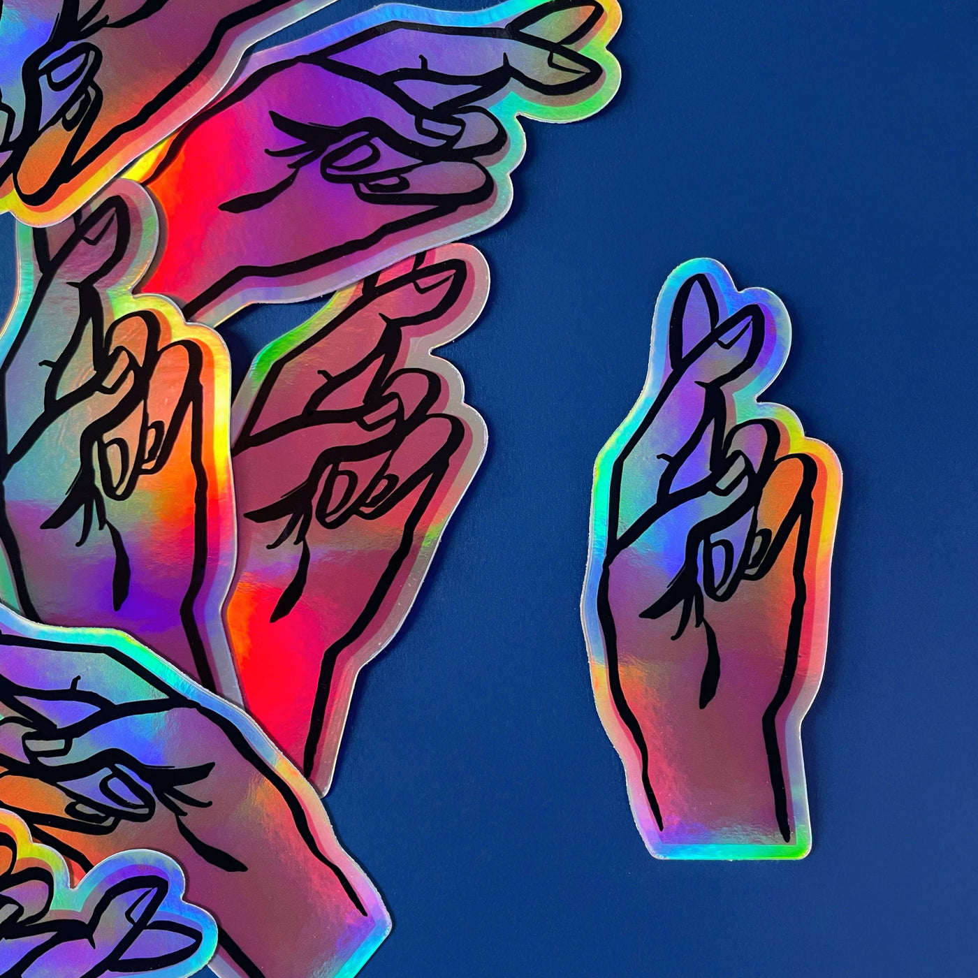 Fingers Crossed - Holographic Vinyl Sticker