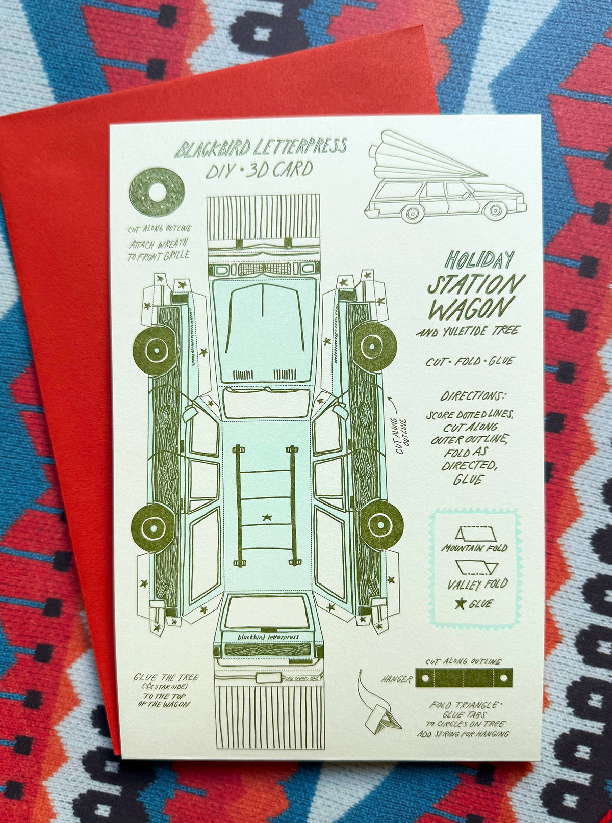 Holiday Station Wagon & Xmas Tree 3D Card