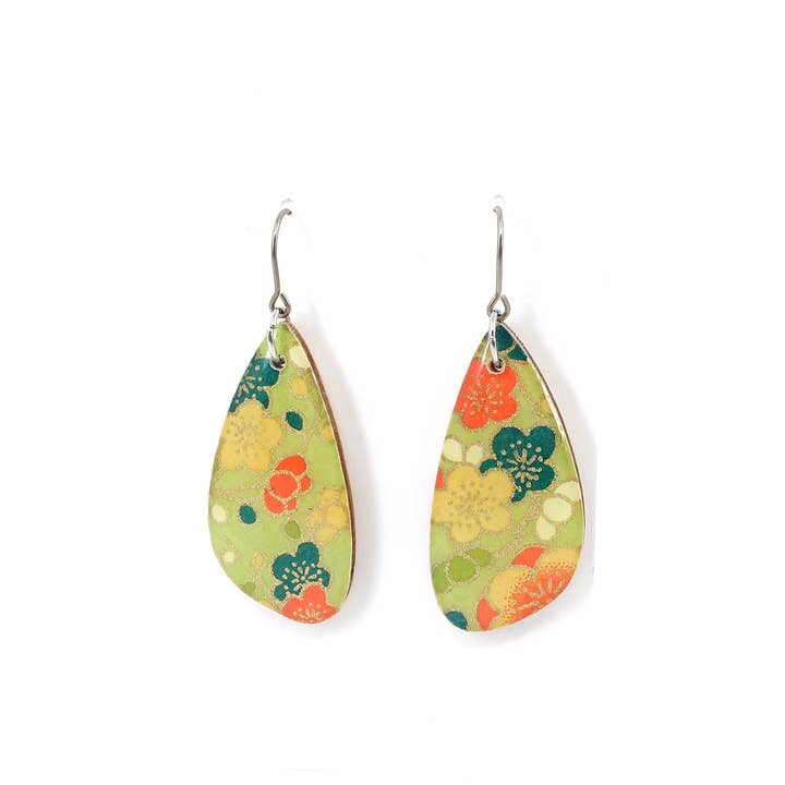 Floral Japanese Chiyogami Earrings