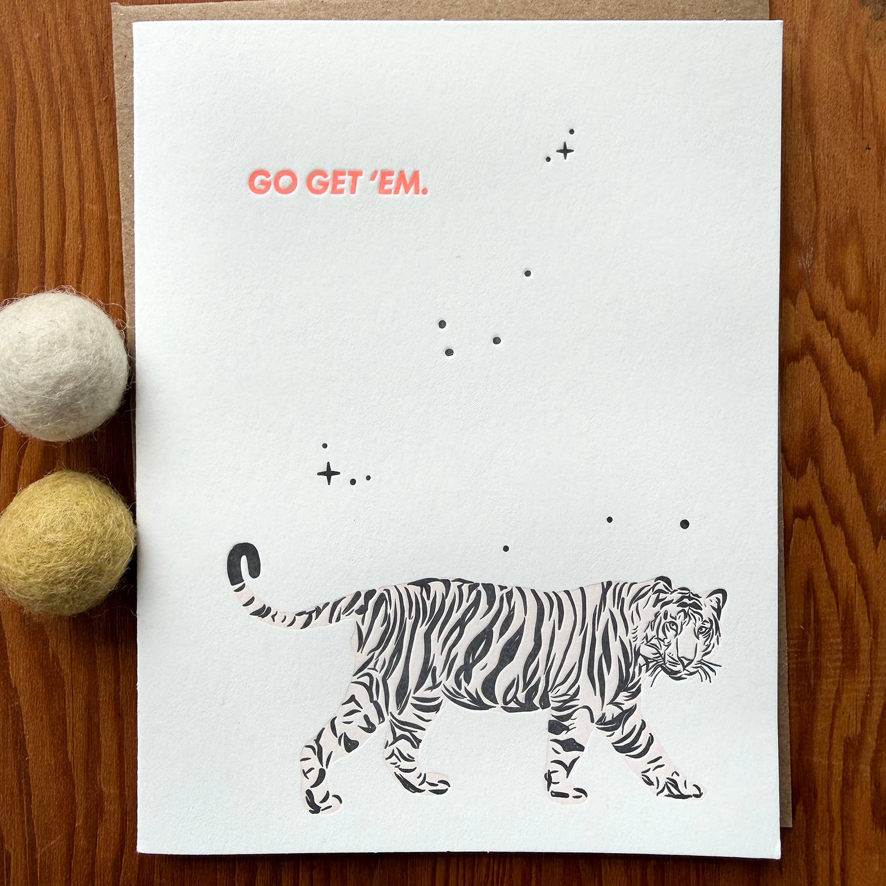 Go Get Em' Tiger Letterpress Card
