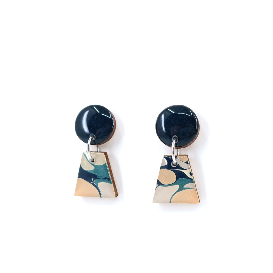 Navy and Pastel Marble Small Dangle Earrings