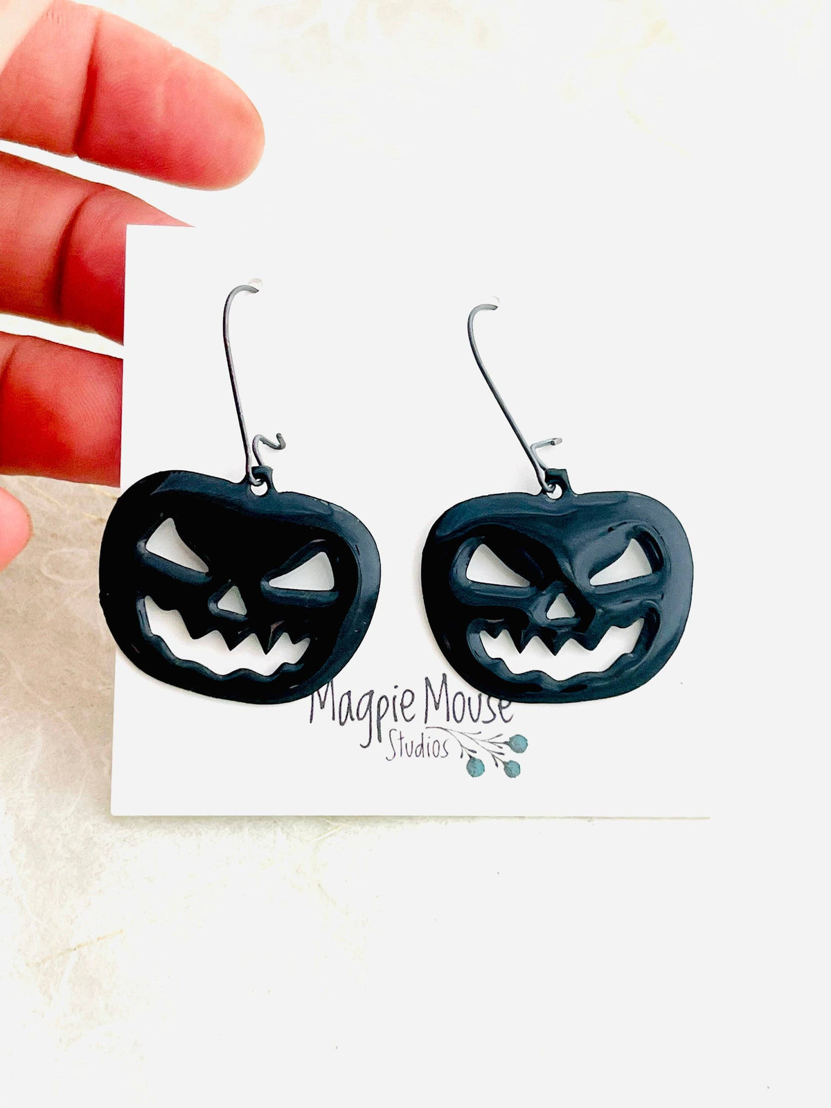 Enamel Jack-O-Lantern Sterling Silver Earrings