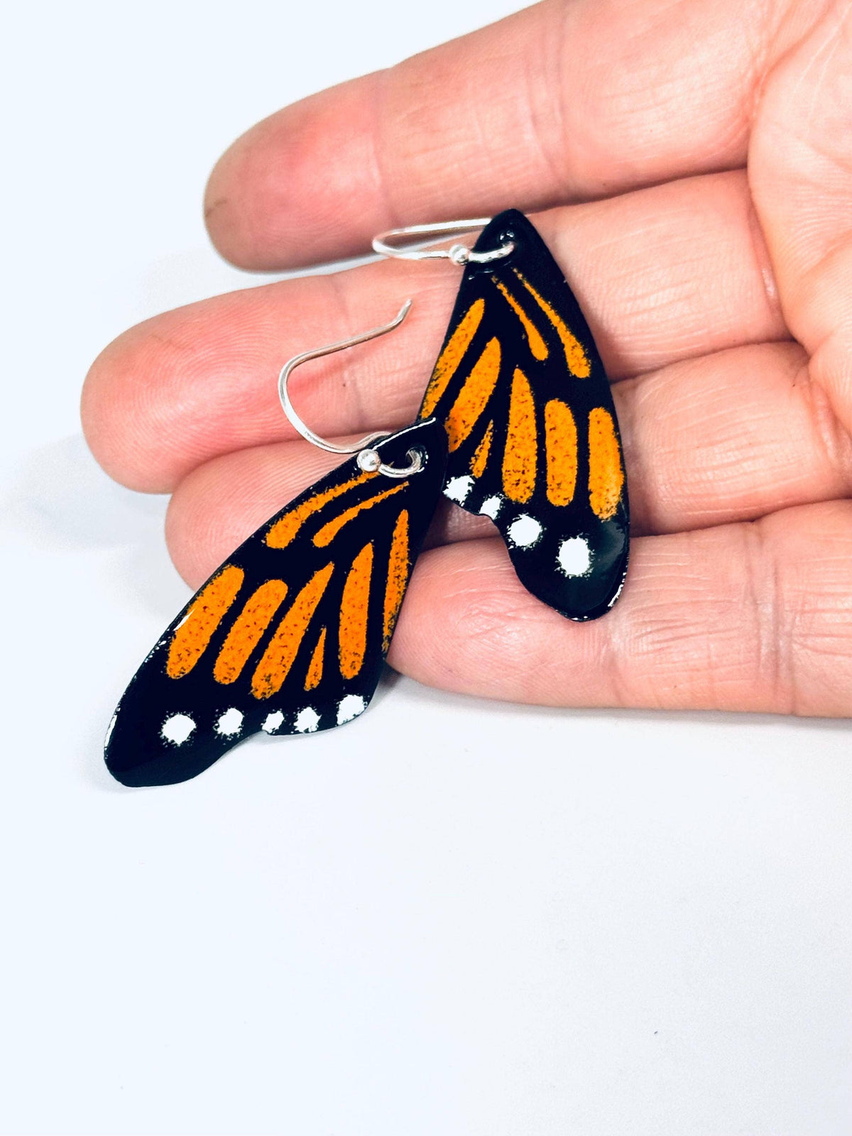 Orange Monarch Butterfly Earrings