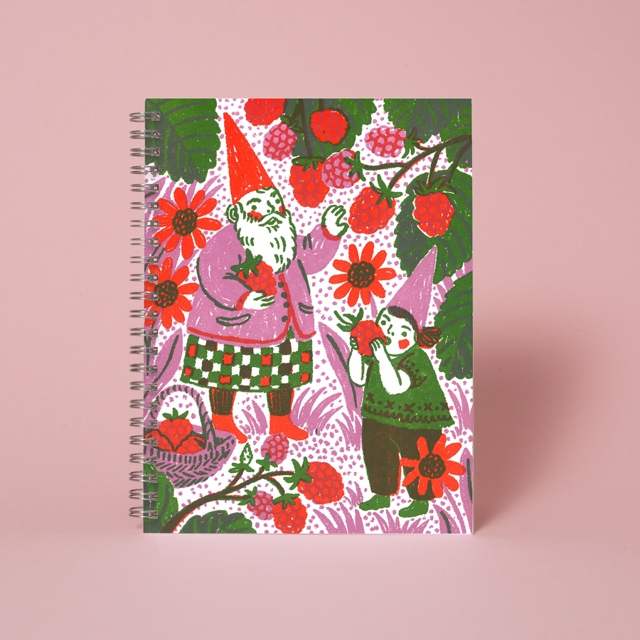 Berry Picking Gnomes Spiral Blank Notebook