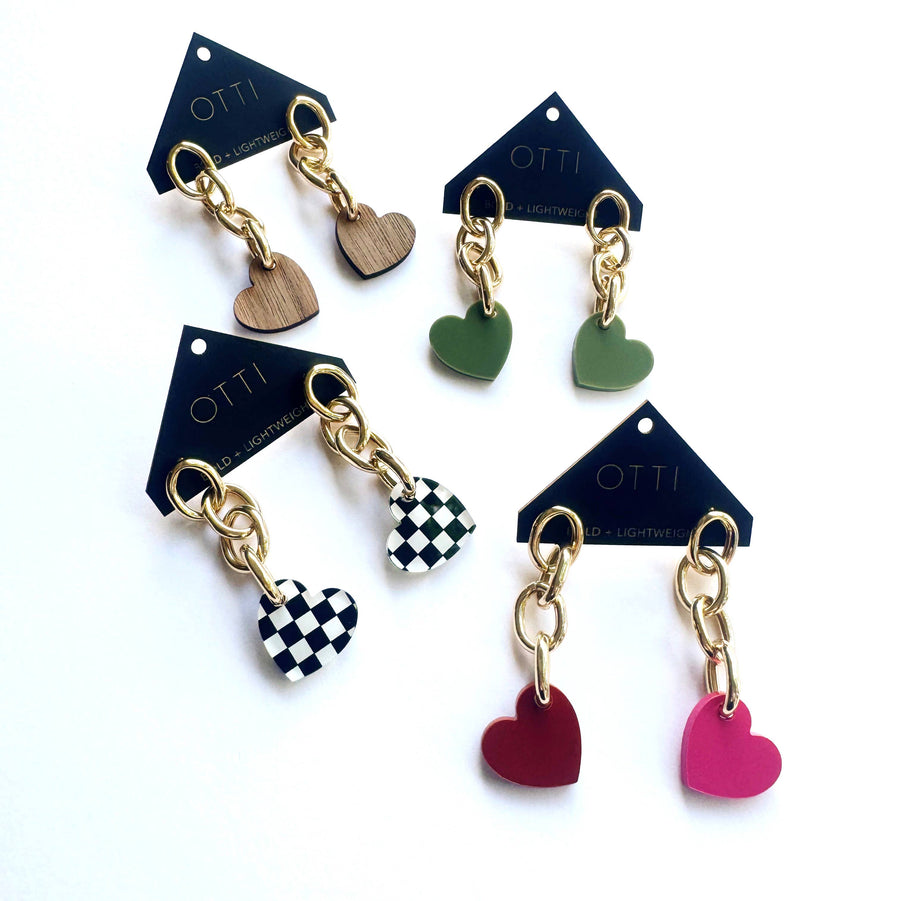 Olive Sweethearts Swing Chain Dangle Earring