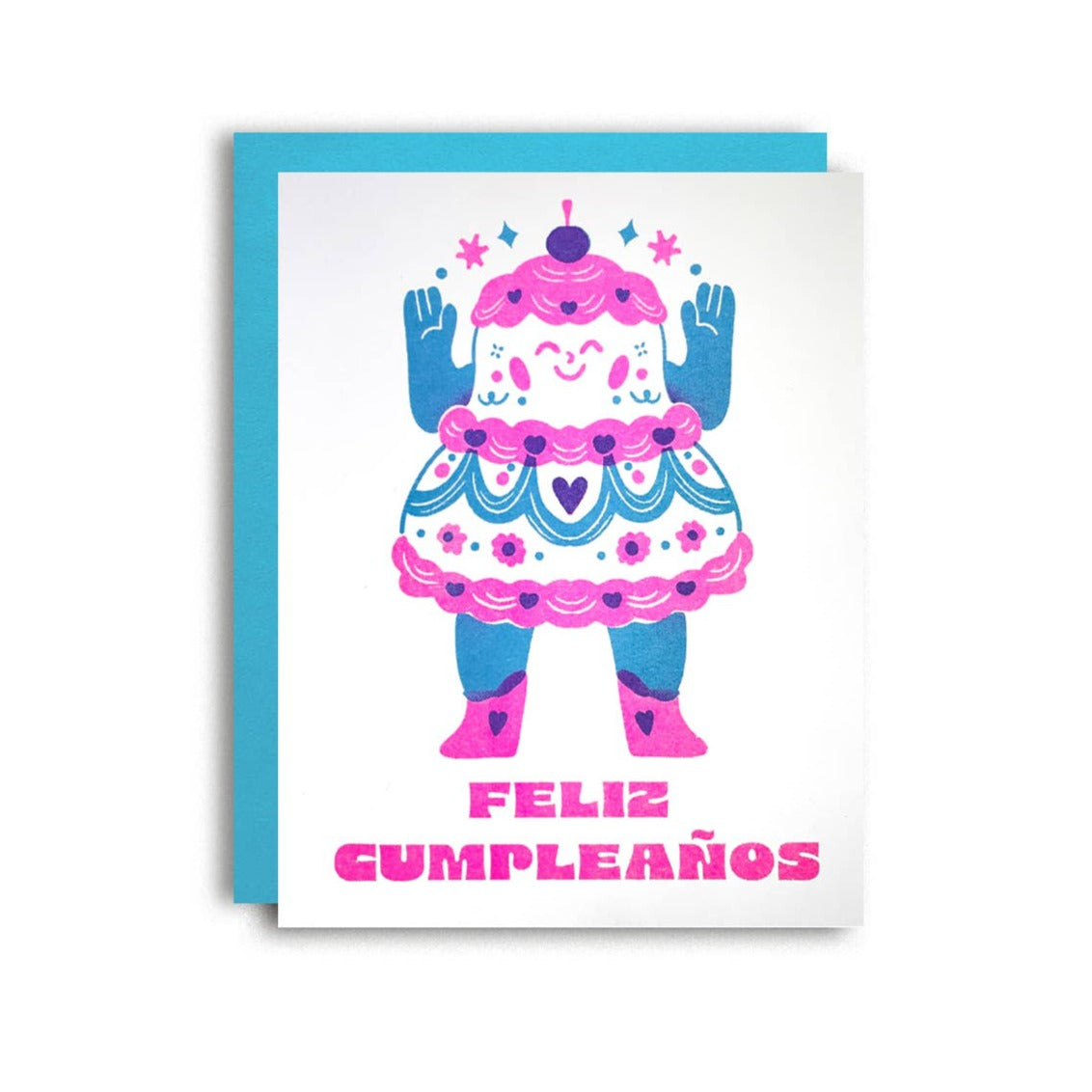 Feliz Cumpleanos - Spanish Birthday Risograph Card 