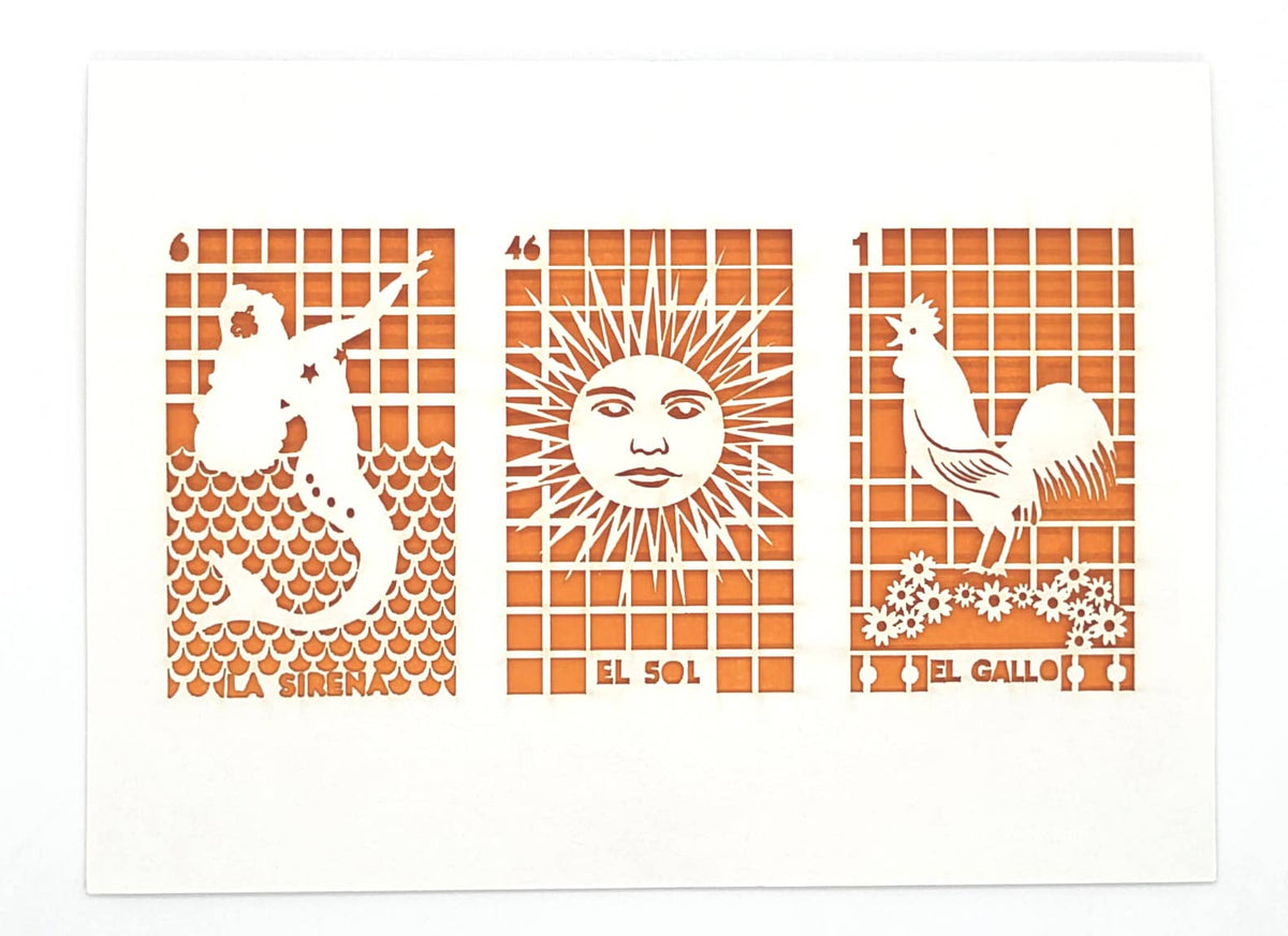 Loteria 3 on 1 Greeting Card: Orange / A7