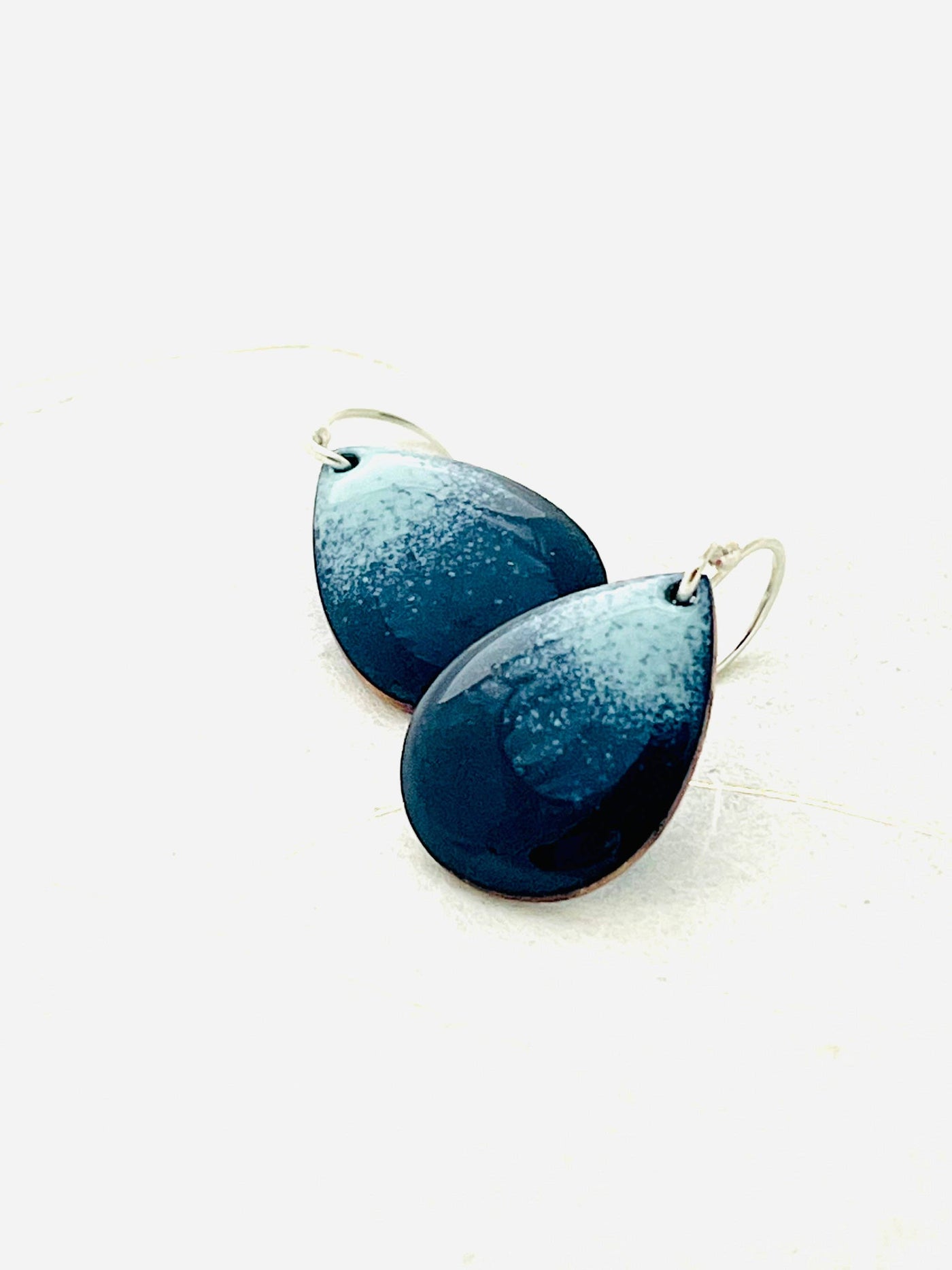 Navy Blue Ombrè Small Teardrop Earrings