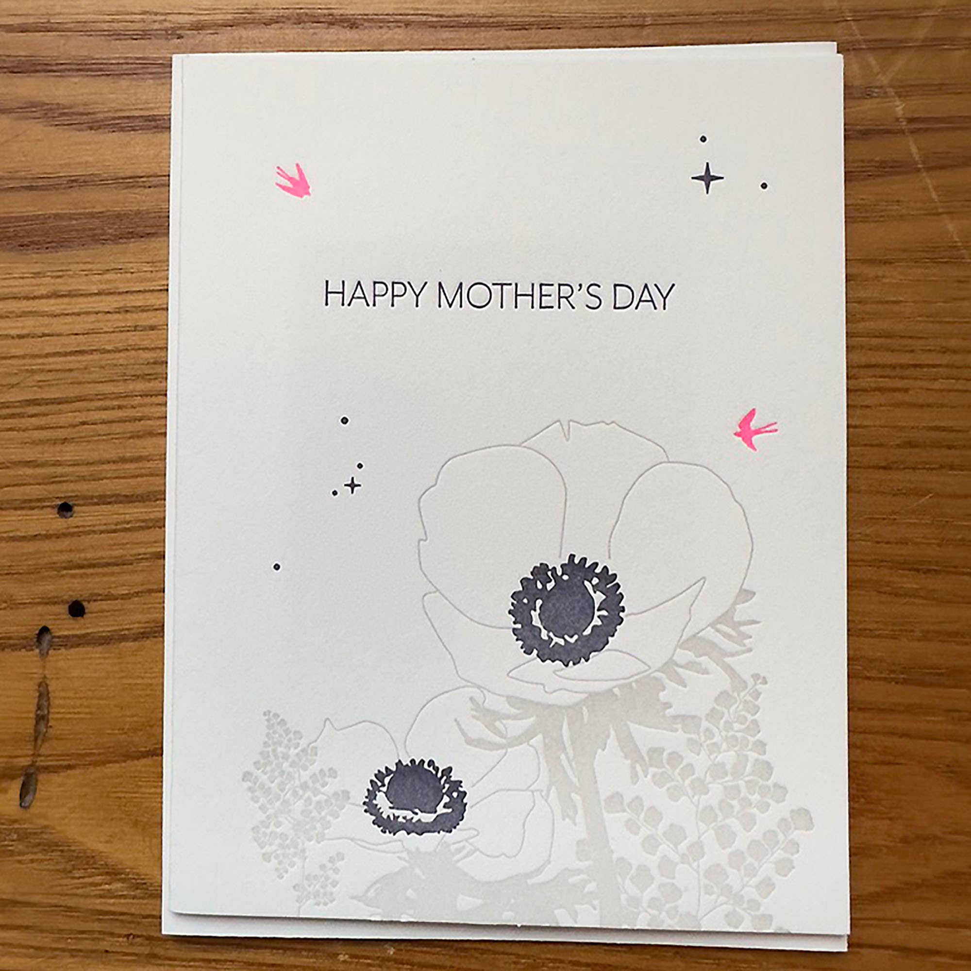 Happy Mother's Day Anemone Flower Letterpress Card