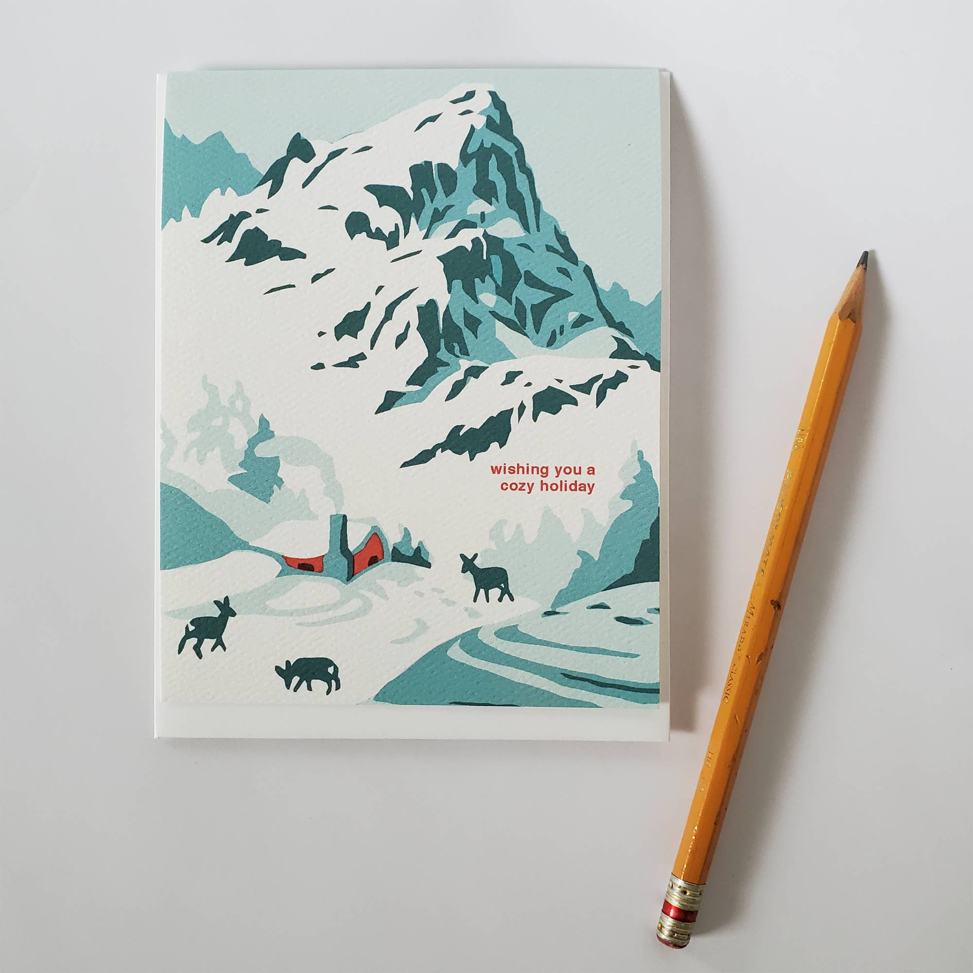 Cozy Holiday Mountain Landscape Greeting Card Set of 8