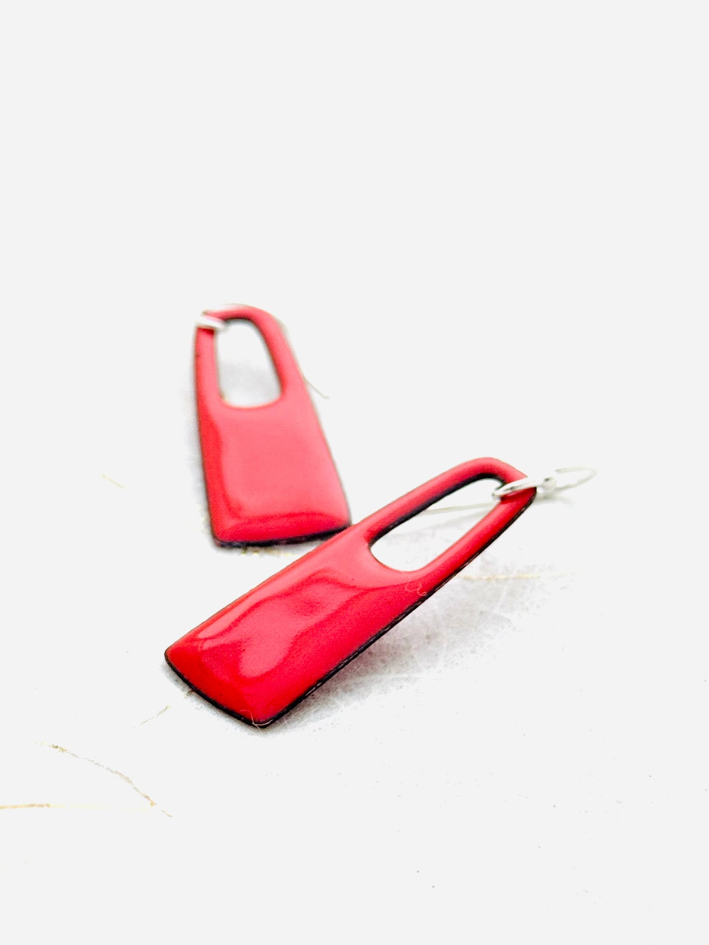 Flame Orange Small Rectangle Earrings